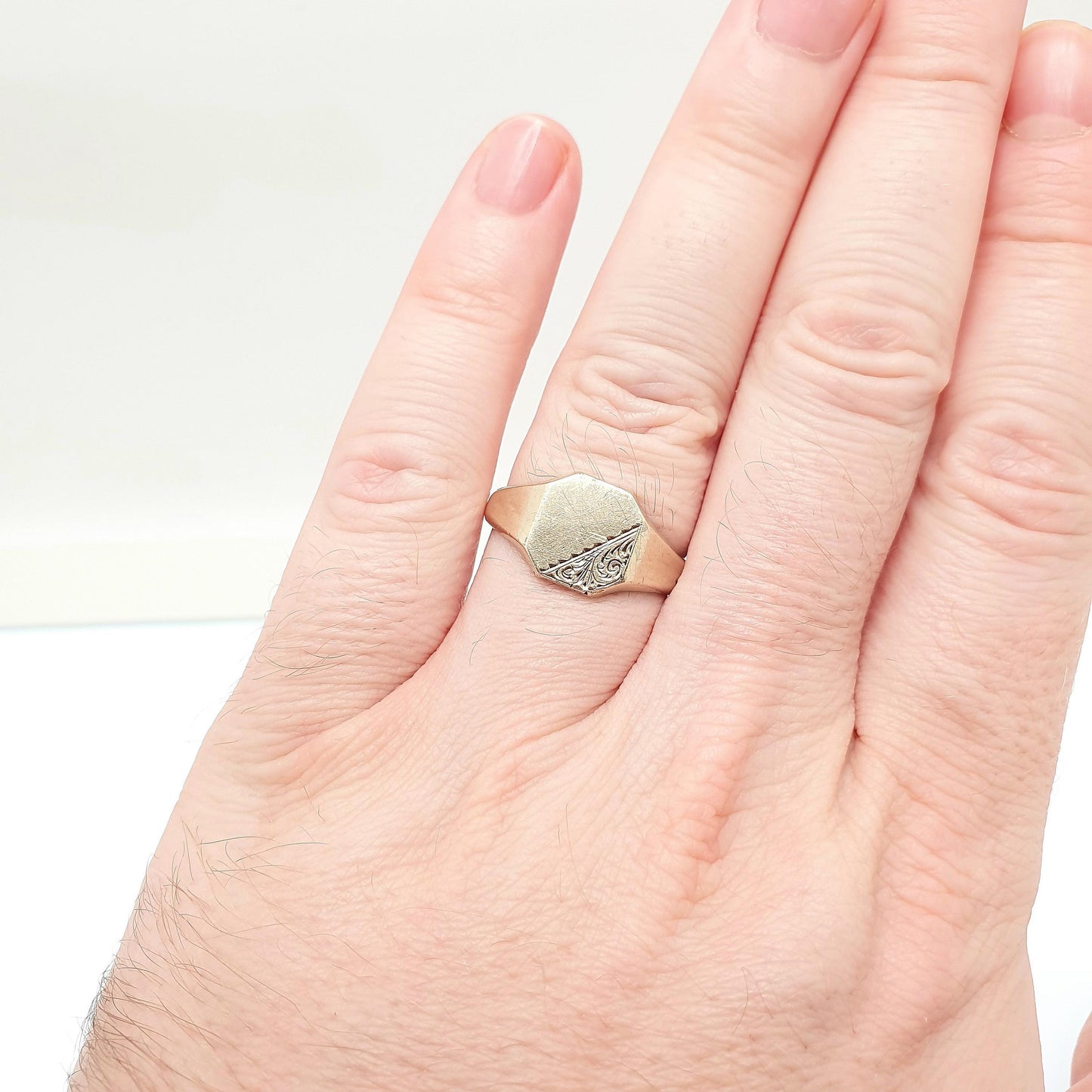 Antique 9ct Gold Cased Sterling Silver Signet Ring Square Art Deco Gold Cased Vintage Mens Womens Jewelry Jewellery