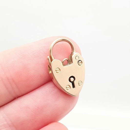 Antique 9ct 9k Rose Gold Padlock Clasp Charm Victorian Lock Necklace Pendant Bracelet Solid 9k 9 Carat Lock Vintage Womens Jewelry Jewellery