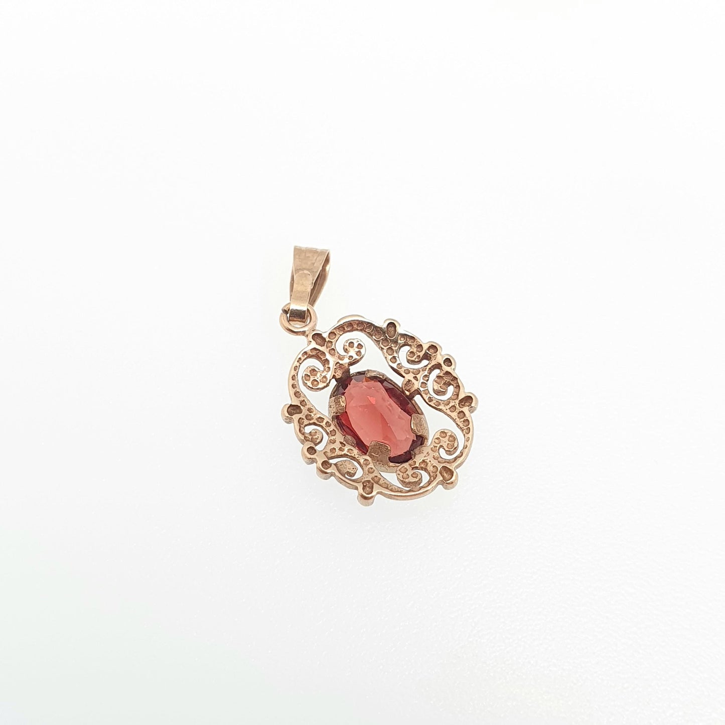 Vintage 9ct 9k Gold Garnet Pendant Necklace Solid 9kt Oval Cut Genuine Pyrope Gemstone Womens Jewellery Jewelry