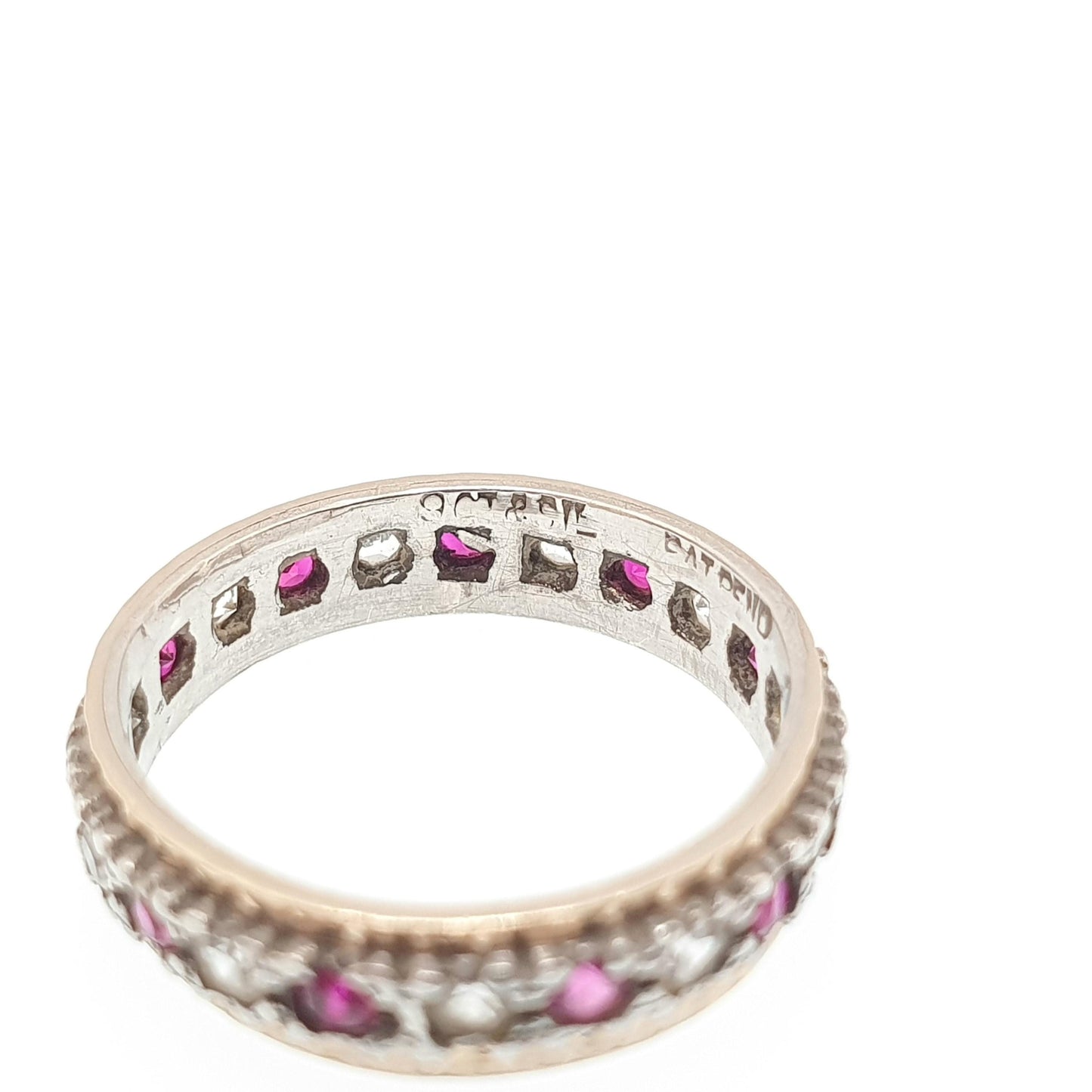 Antique Eternity Ring 9ct Gold Ruby Spinel Solid 9k 375 & Silver 1920s Fine Rare Full Estate Red Gemstone Womens Jewellery Jewelry