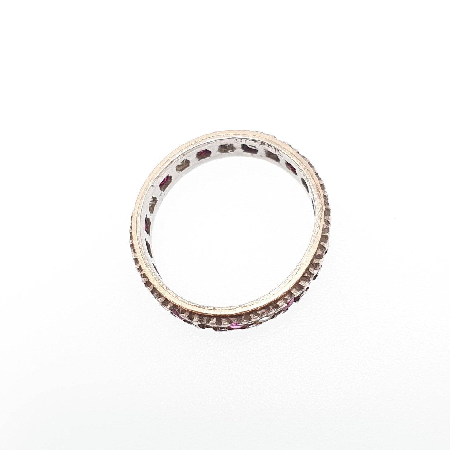 Antique Eternity Ring 9ct Gold Ruby Spinel Solid 9k 375 & Silver 1920s Fine Rare Full Estate Red Gemstone Womens Jewellery Jewelry