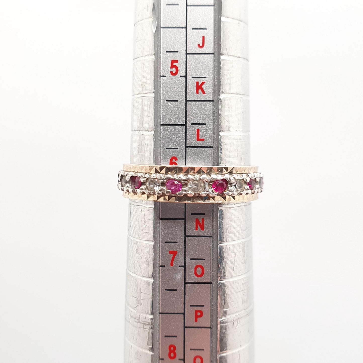 Antique Eternity Ring 9ct Gold Ruby Spinel Solid 9k 375 & Silver 1920s Fine Rare Full Estate Red Gemstone Womens Jewellery Jewelry