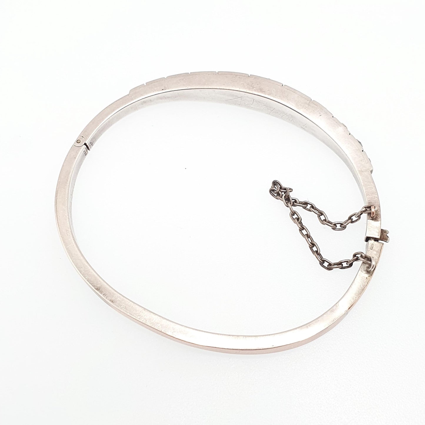 Antique Victorian Solid Silver Diamond Paste Bangle Bracelet 9ct Rose Gold Georgina Style Old Cut Pastes