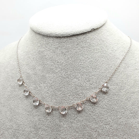 Antique Art Deco Solid Silver Diamond Paste Necklace Riviera Style 41cm 5.48g Vintage Sparkly Pastes Womens Jewelry Jewellery