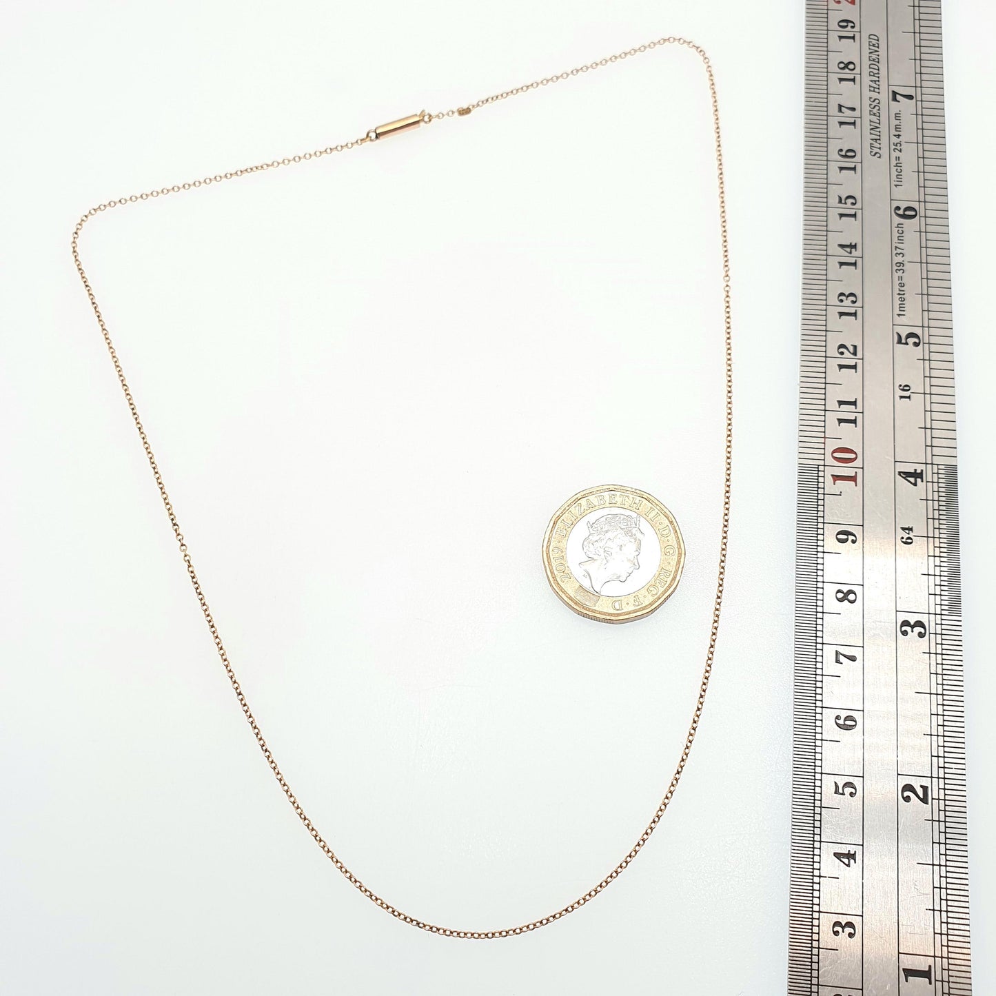 Antique 9ct 9k Gold Chain Necklace Victorian Cable Link Solid 9kt 45cm 17.7" 1.57g Trace Fine Yellow Genuine Vintage Womens Jewelry