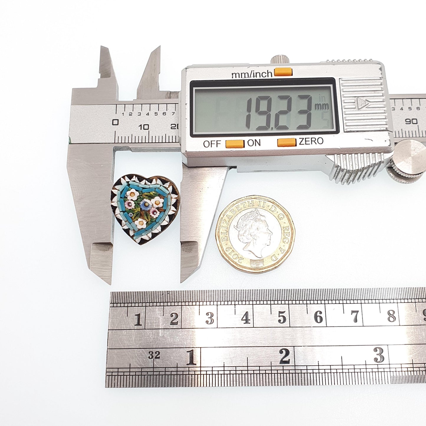 Antique Micro Mosaic Heart Brooch Pin Victorian Micromosaic Millefiori Fine Vintage Love Gift Italian Handmade European Jewelry Jewellery