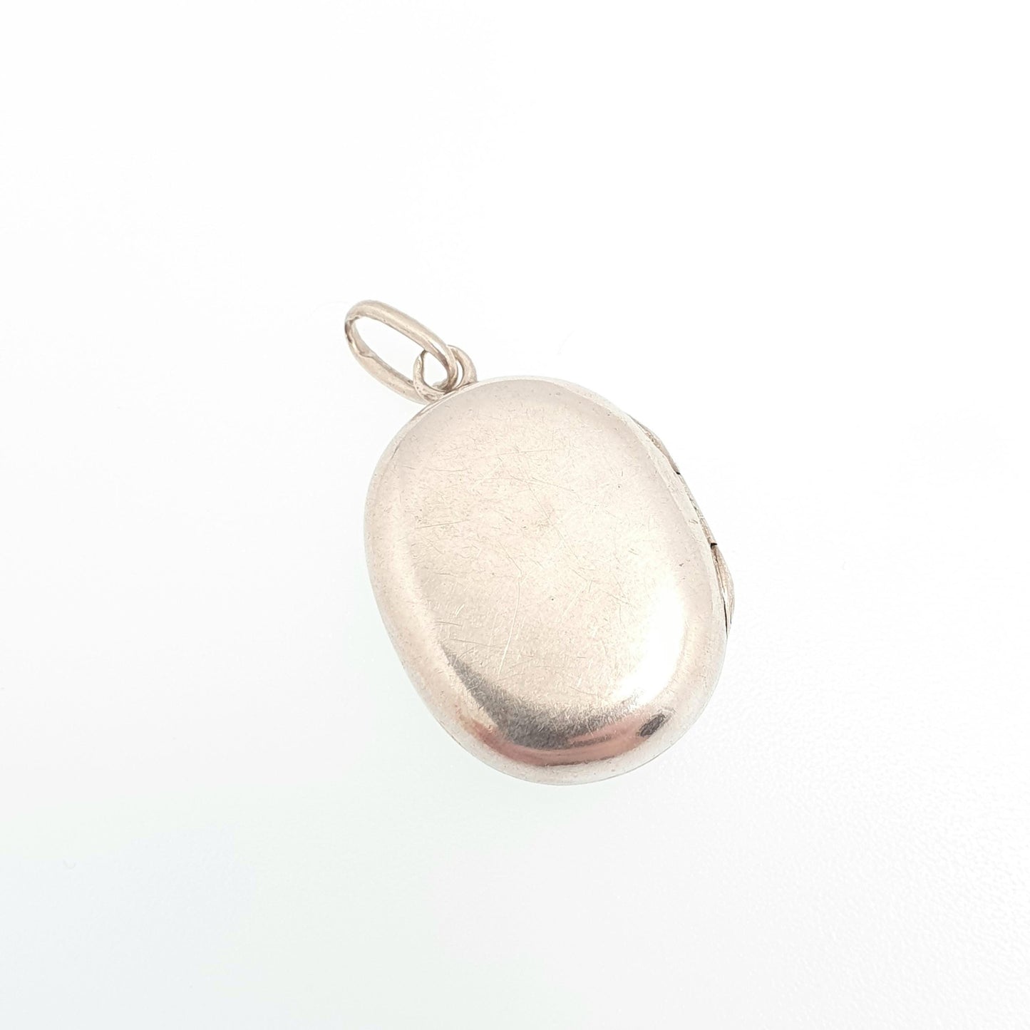 Antique Victorian Solid Silver Locket Smooth Polished Plain Blank Small Oval Necklace Pendant Picture Photo 1800s Vintage Jewellery Jewelry