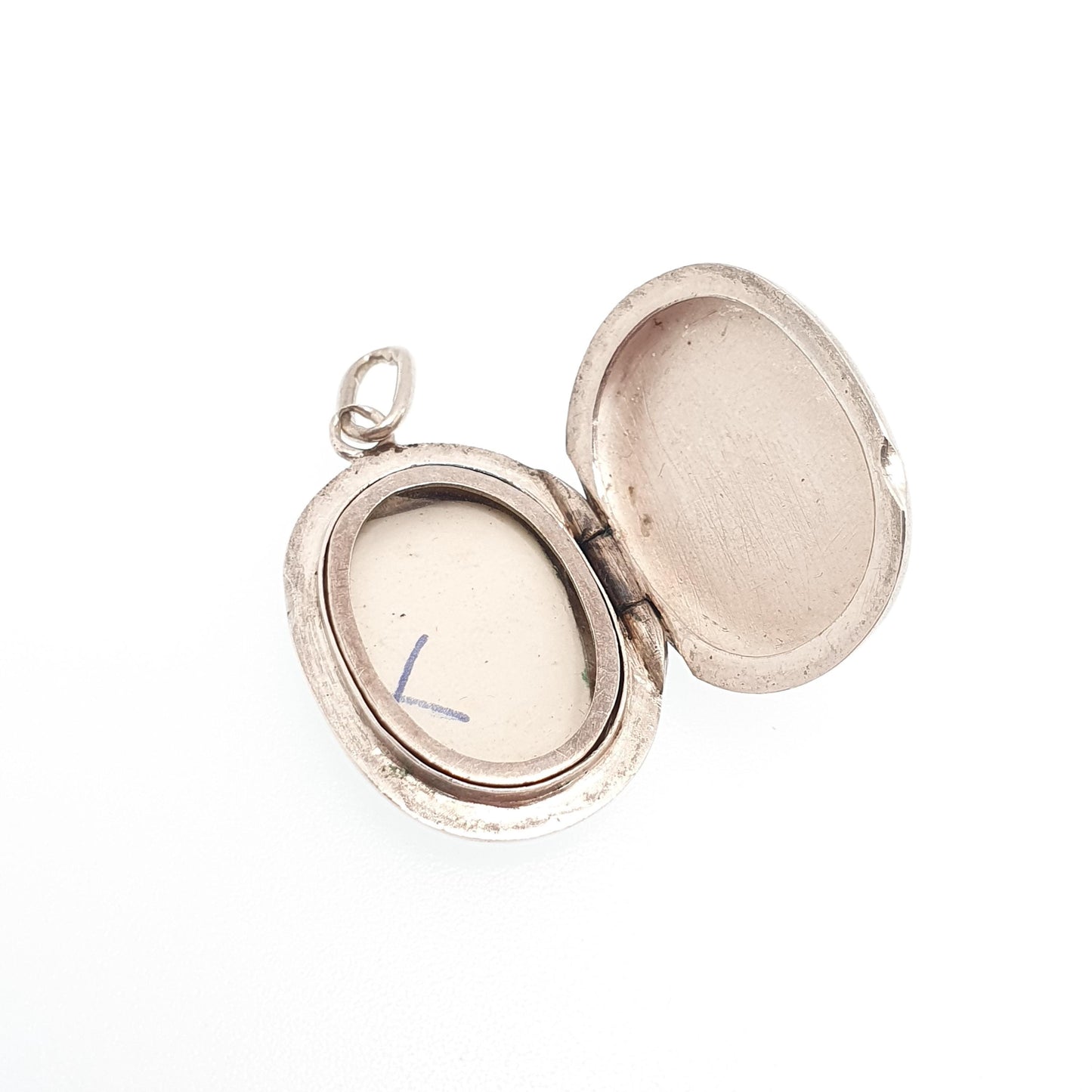 Antique Victorian Solid Silver Locket Smooth Polished Plain Blank Small Oval Necklace Pendant Picture Photo 1800s Vintage Jewellery Jewelry