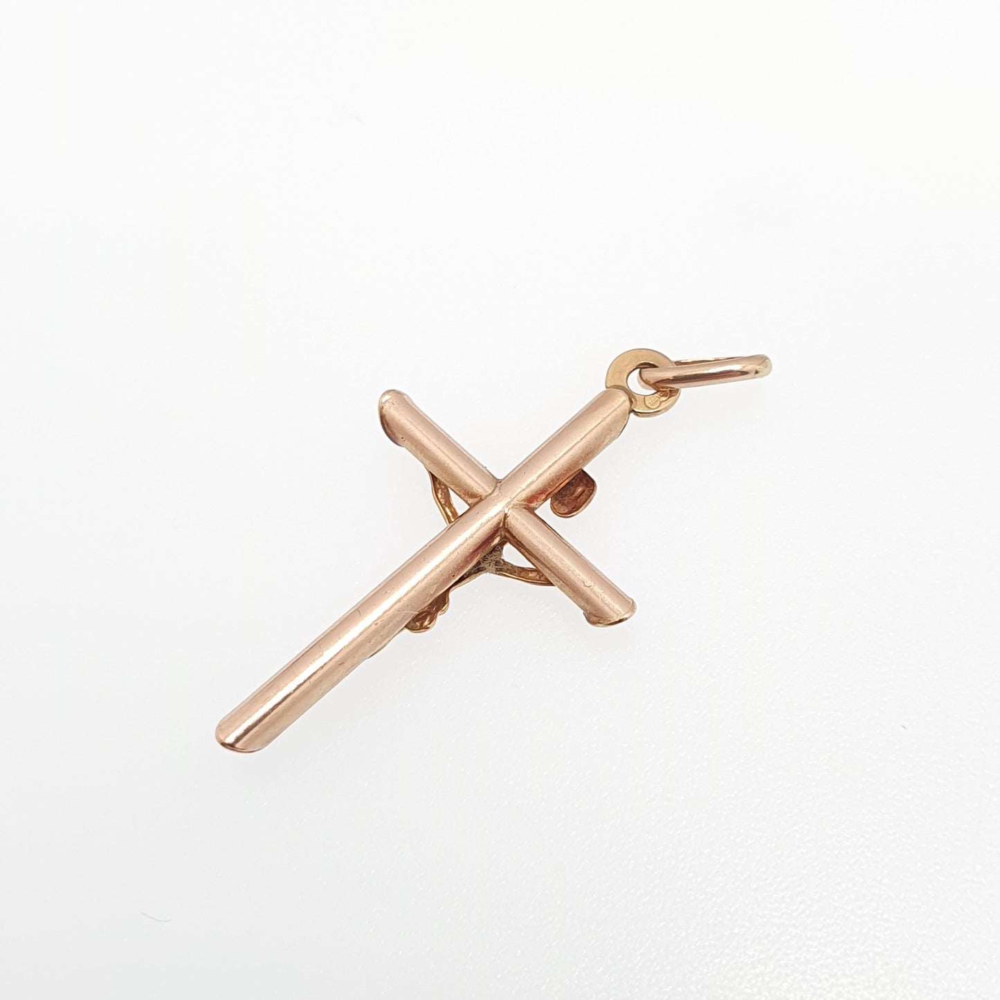 Vintage 9k 9ct Gold Jesus On The Cross Crucifix Necklace Pendant Italy INRI Solid 375 Christian Religious Mens Womens Jewelry Jewellery