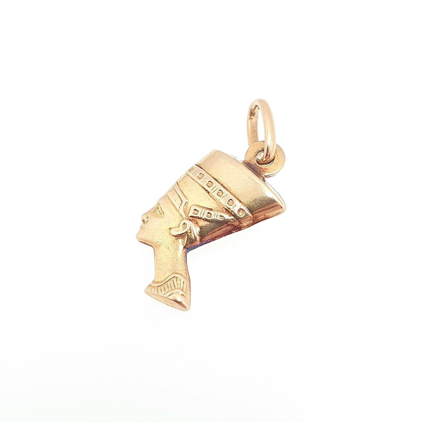 Vintage 9ct Gold Queen Nefertiti Necklace Pendant Solid 9kt 9k Egyptian Revival Egypt Royal Jewellery Jewelry