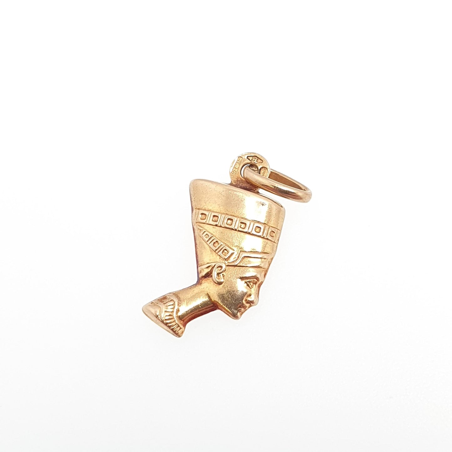 Vintage 9ct Gold Queen Nefertiti Necklace Pendant Solid 9kt 9k Egyptian Revival Egypt Royal Jewellery Jewelry