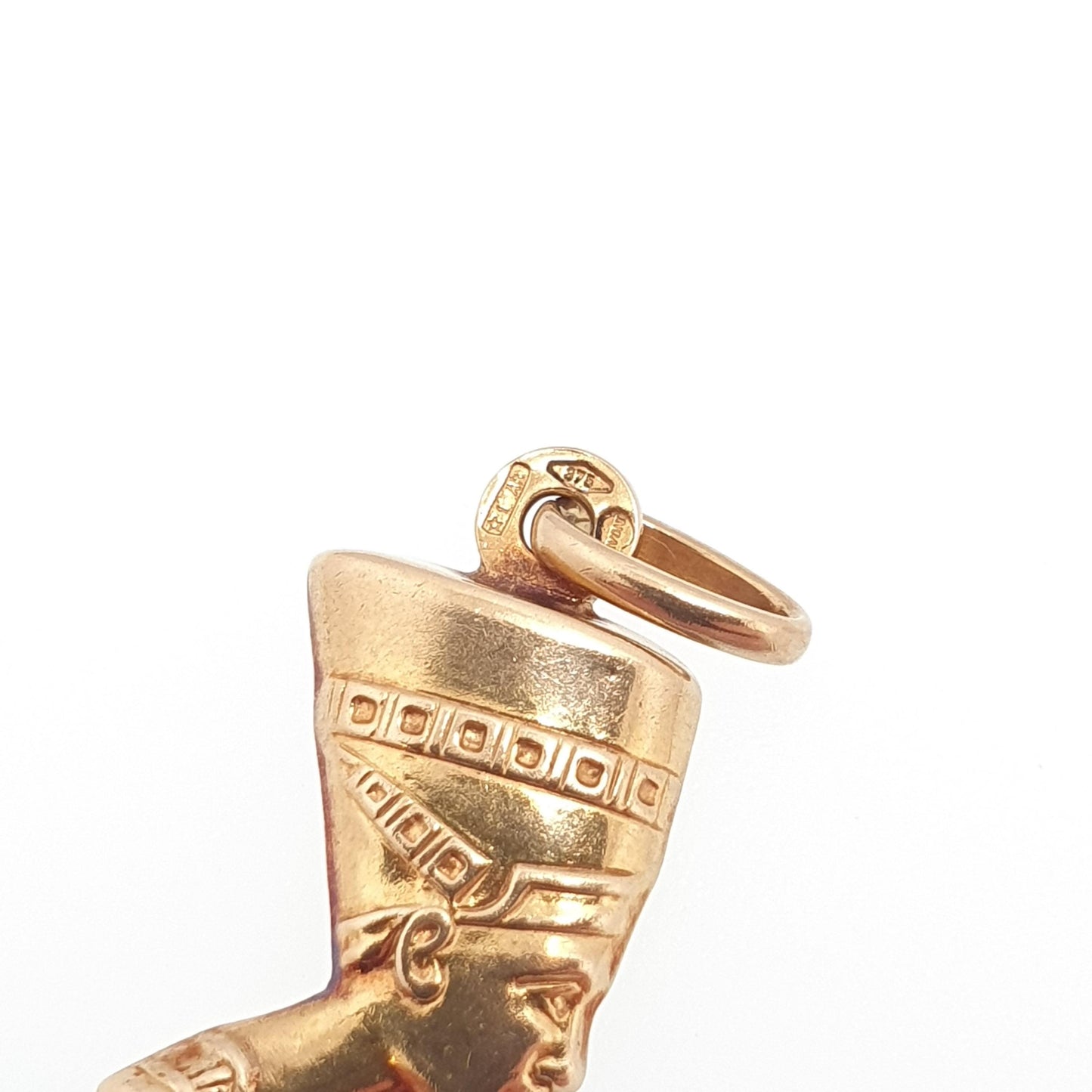 Vintage 9ct Gold Queen Nefertiti Necklace Pendant Solid 9kt 9k Egyptian Revival Egypt Royal Jewellery Jewelry