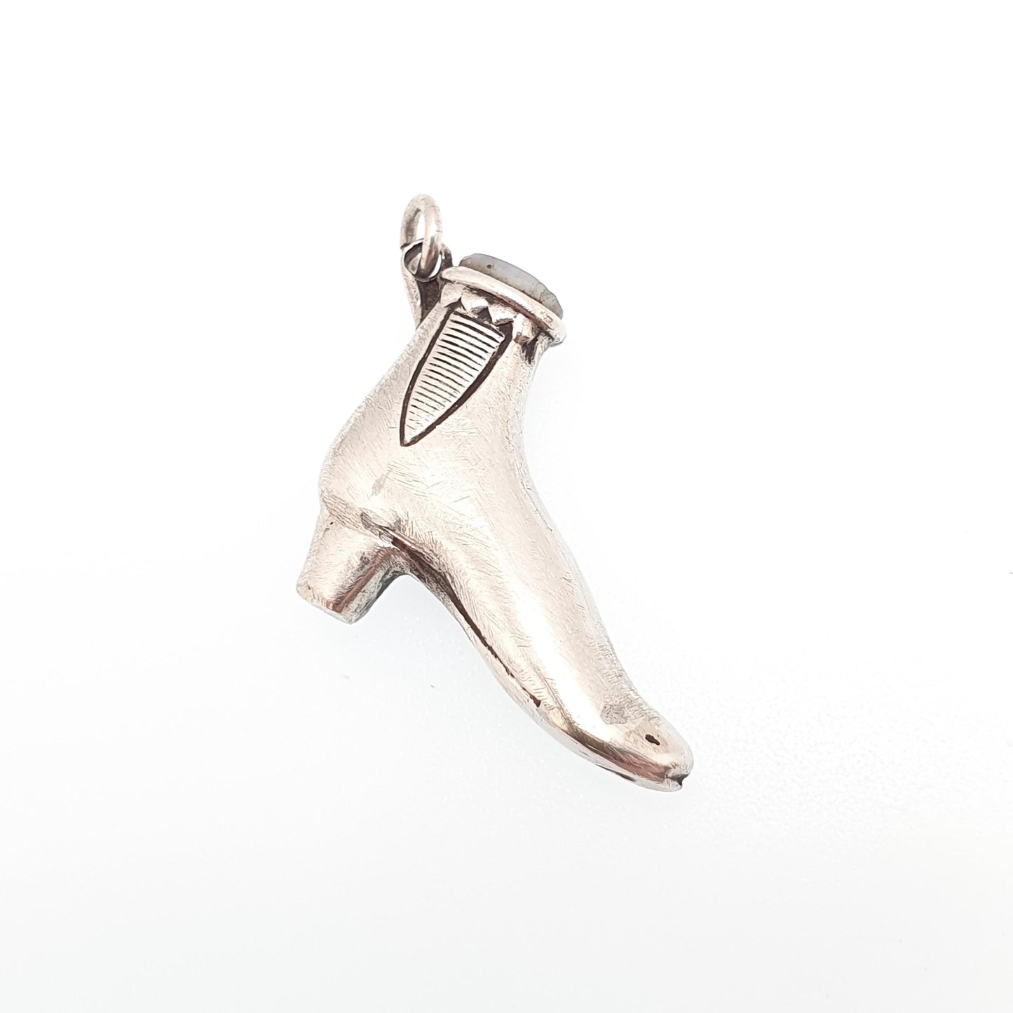 Antique Sterling Silver Victorian Shoe Pendant Necklace Scottish Montrose Lace Agate Bloodstone Charm Vintage Jewelry Jewellery