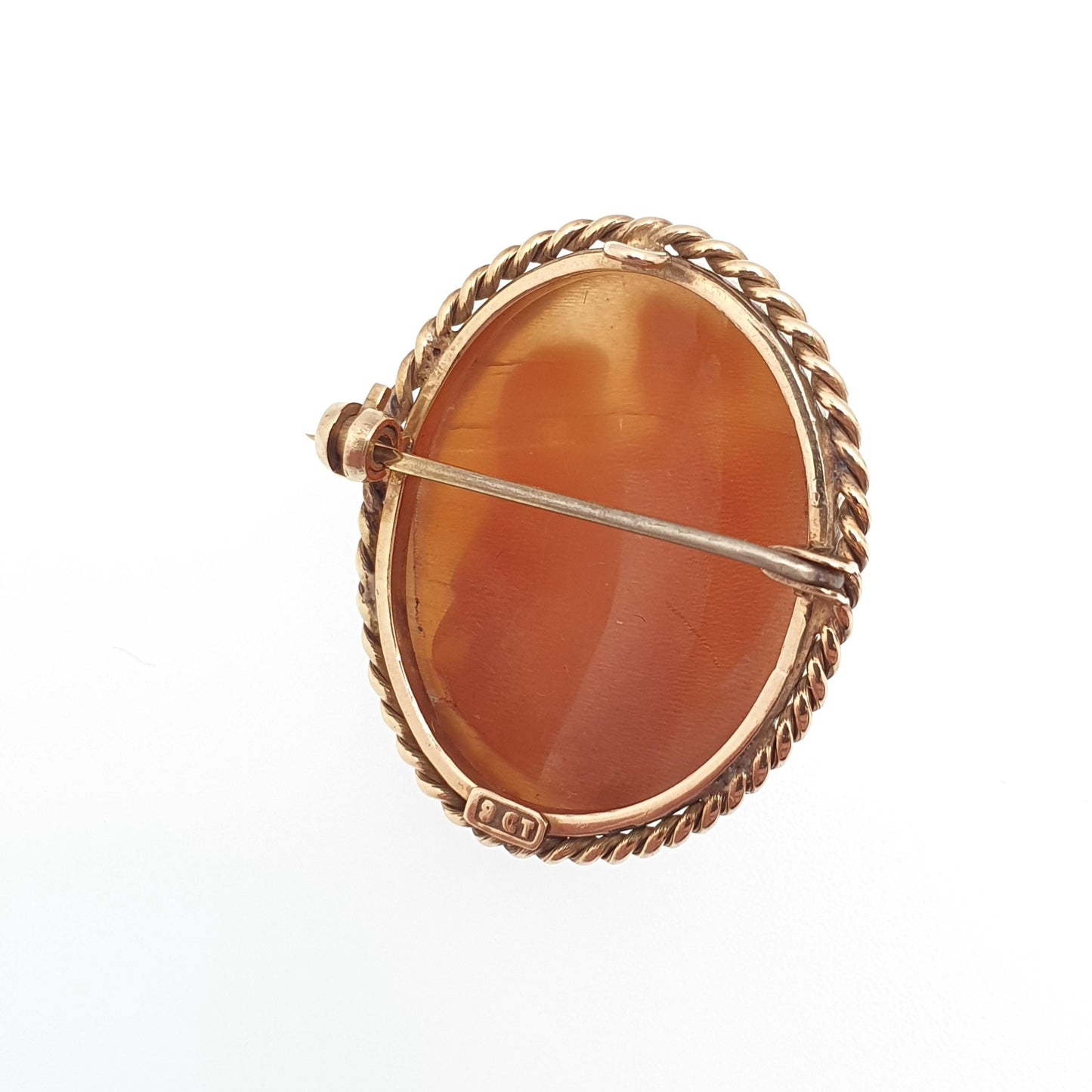 Antique 9ct Gold Cameo Brooch Psyche Greek Goddess Butterfly Wing Solid 9k 9kt Mount High Relief Vintage Womens Jewellery Jewelry