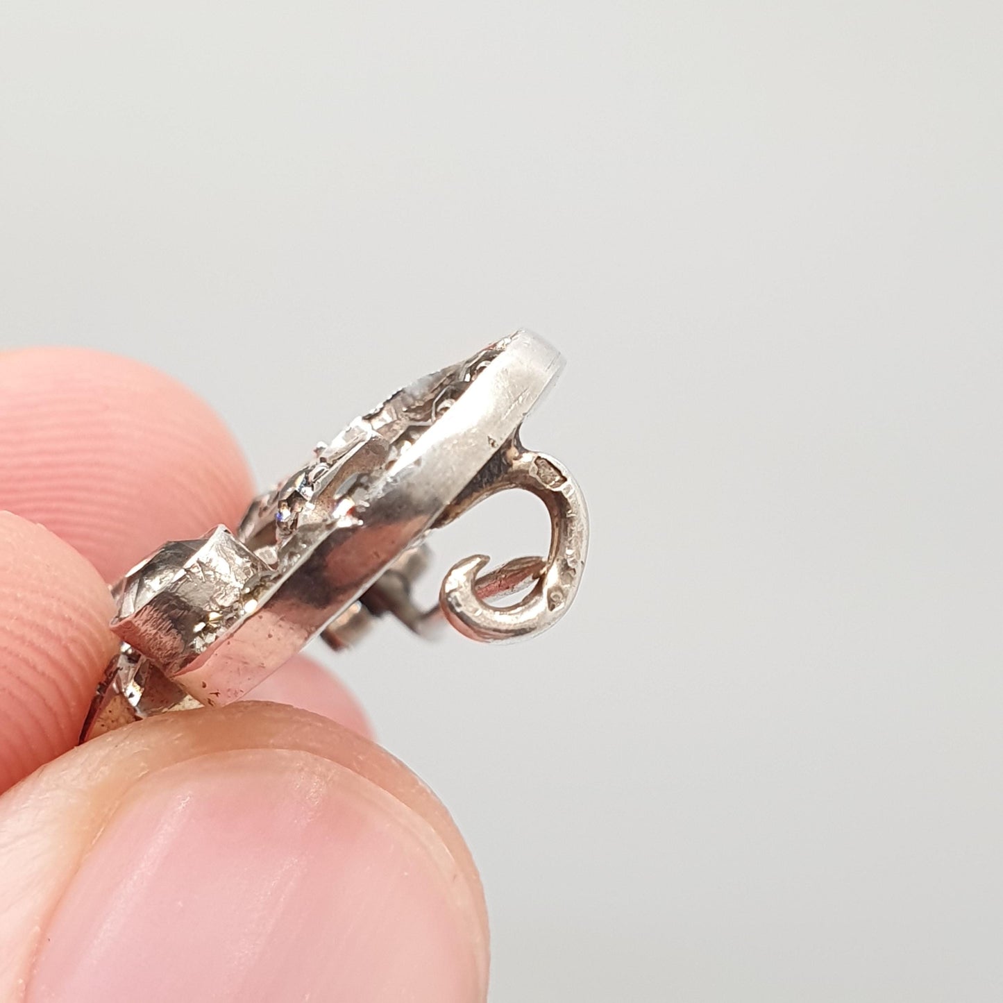 Antique Solid Silver Pink Diamond Paste Brooch Art Nouveau 1800s Victorian Sparkly Vintage Jewelry Jewellery