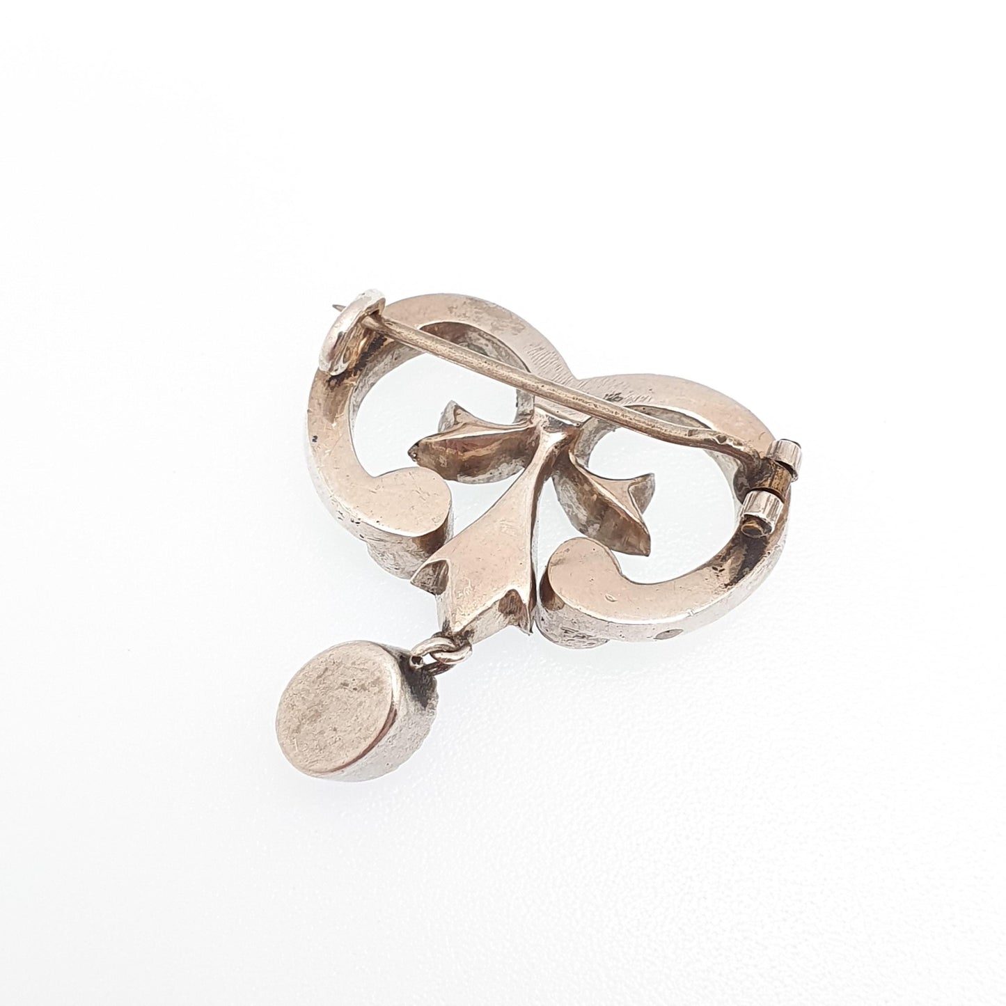 Antique Solid Silver Pink Diamond Paste Brooch Art Nouveau 1800s Victorian Sparkly Vintage Jewelry Jewellery