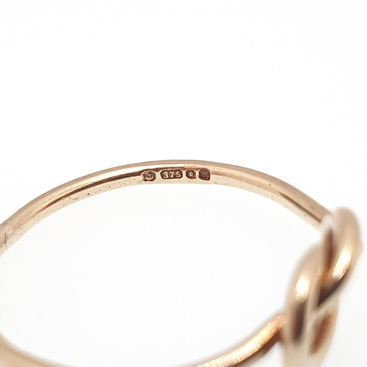 Vintage 9k 9ct Gold Knot Ring Infinity Solid 9ct 375 9kt 1976 Hallmark Retro Womens Jewelry Jewellery