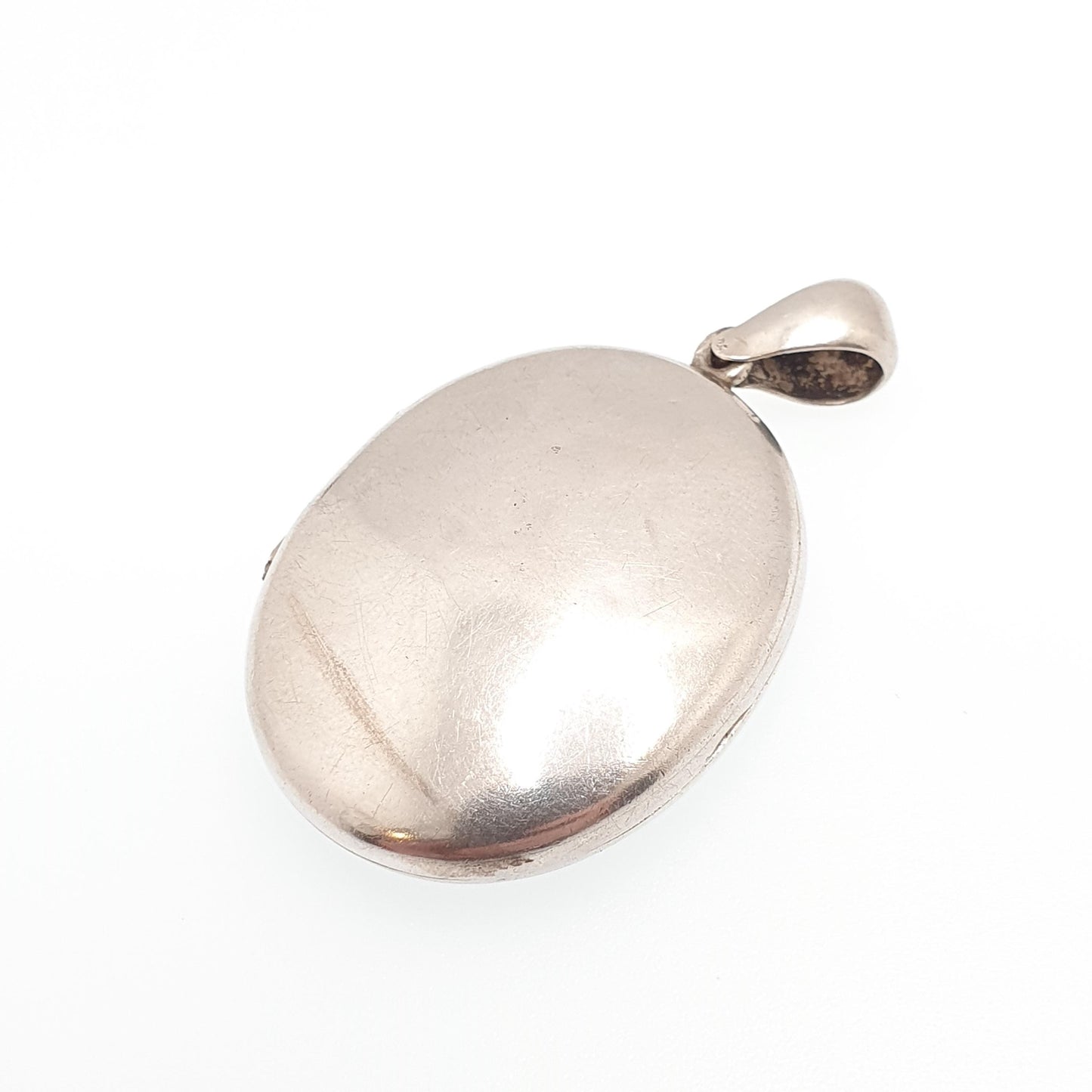 Antique Victorian Solid Silver Locket Hand Engraved Band Oval Large Big Pendant Picture Photo Vintage Womens Jewelry Jewellery