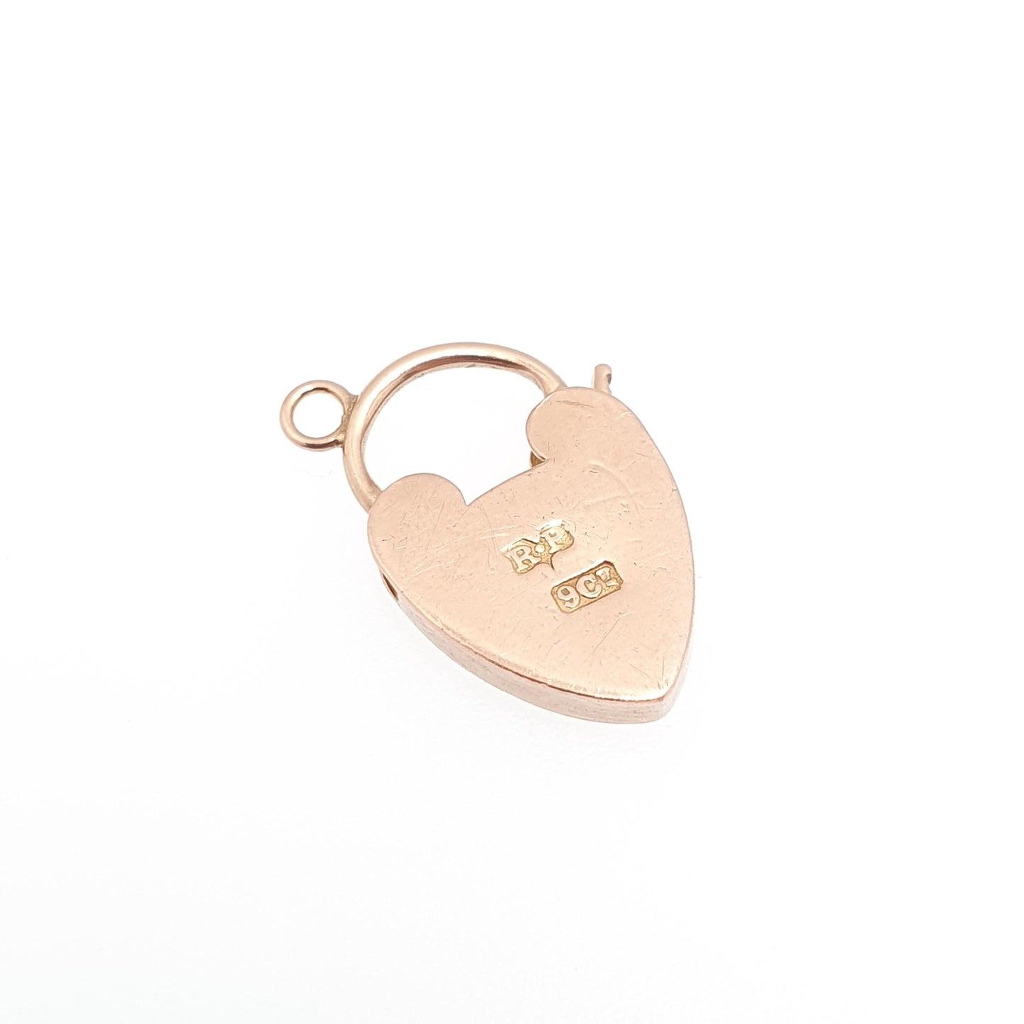 Antique 9ct 9k Rose Gold Padlock Clasp Charm Victorian Necklace Pendant Bracelet Solid 9k 9 Carat Lock Vintage Womens Jewelry Jewellery
