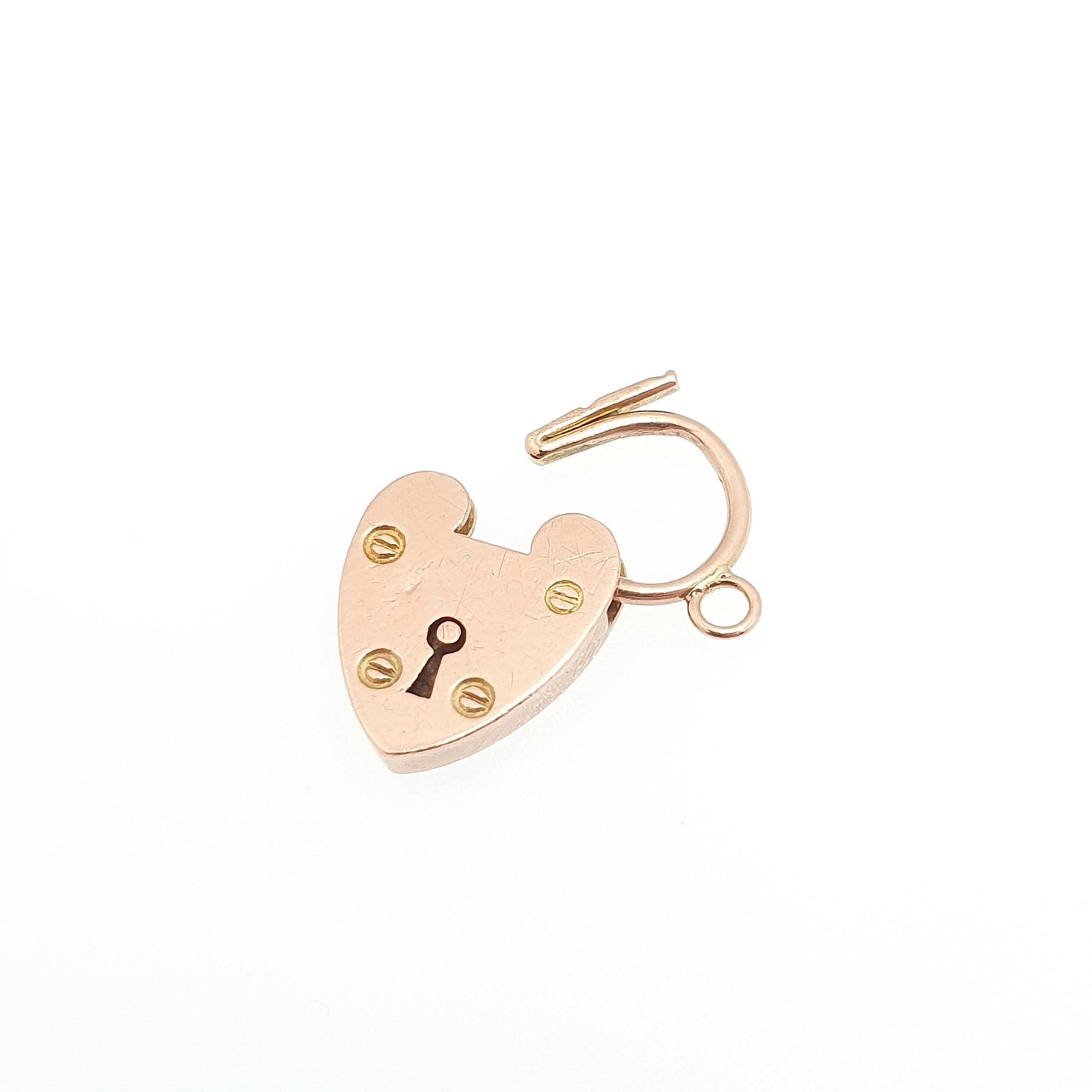 Antique 9ct 9k Rose Gold Padlock Clasp Charm Victorian Necklace Pendant Bracelet Solid 9k 9 Carat Lock Vintage Womens Jewelry Jewellery