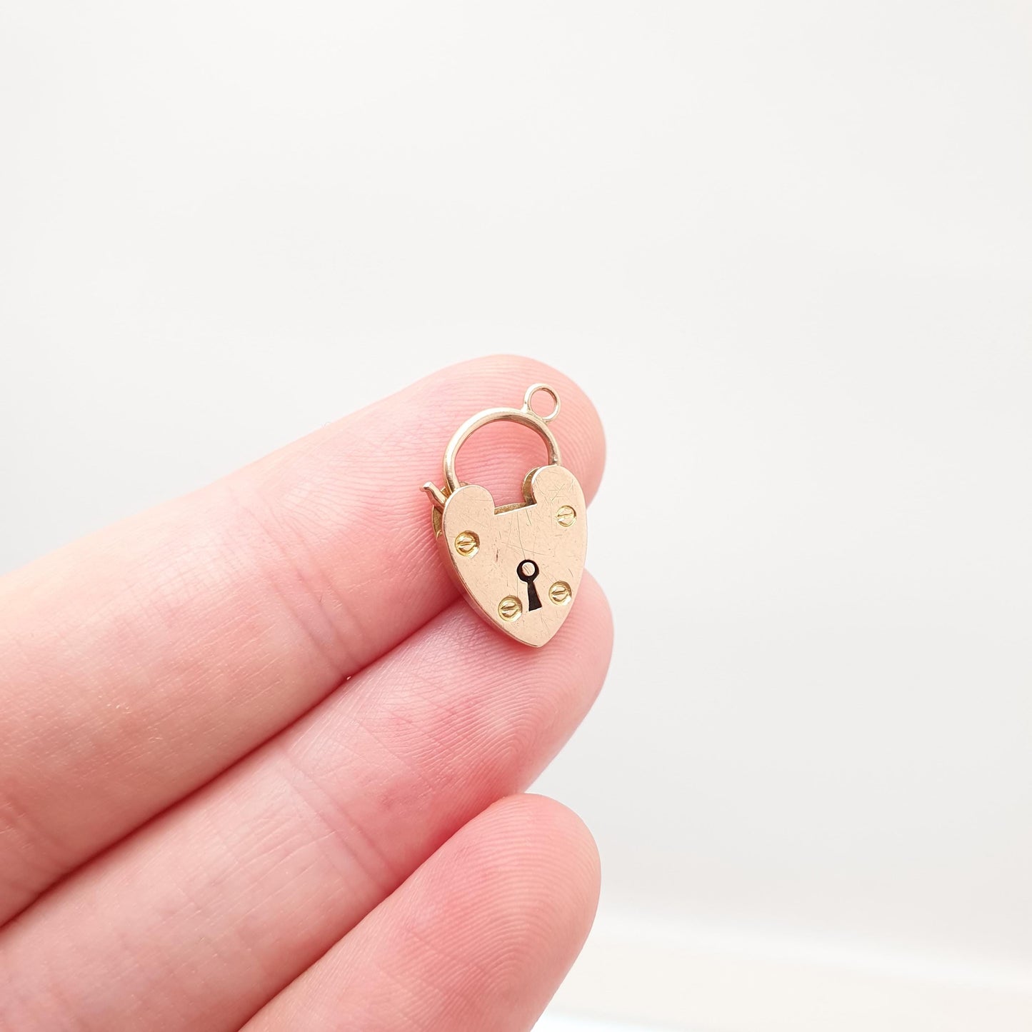 Antique 9ct 9k Rose Gold Padlock Clasp Charm Victorian Necklace Pendant Bracelet Solid 9k 9 Carat Lock Vintage Womens Jewelry Jewellery