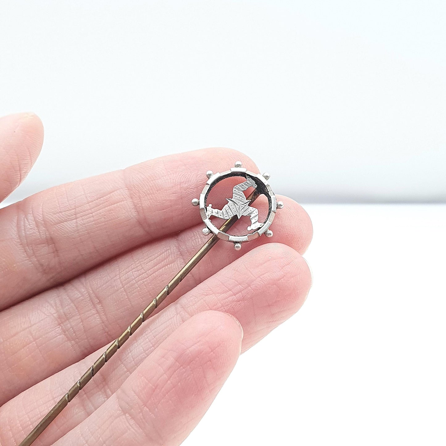 RESERVED/SOLD DON Antique Victorian Solid Silver Isle of Man Manx Symbol Stick Pin Women's Jewellery
