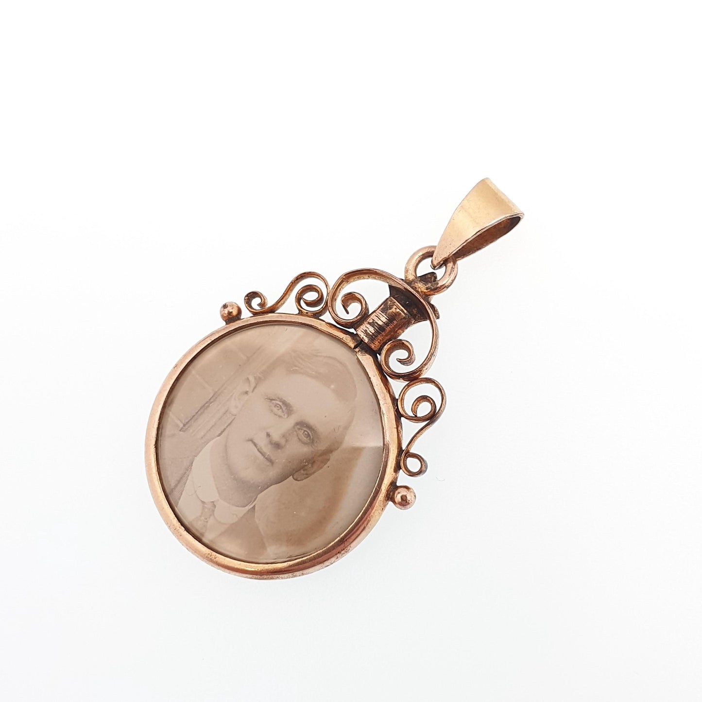 Antique Rose Rolled Gold Locket Seed Pearl Picture Pendant Gold Filled Double Sided Picture Round Circle Necklace Photo Jewelry Jewellery