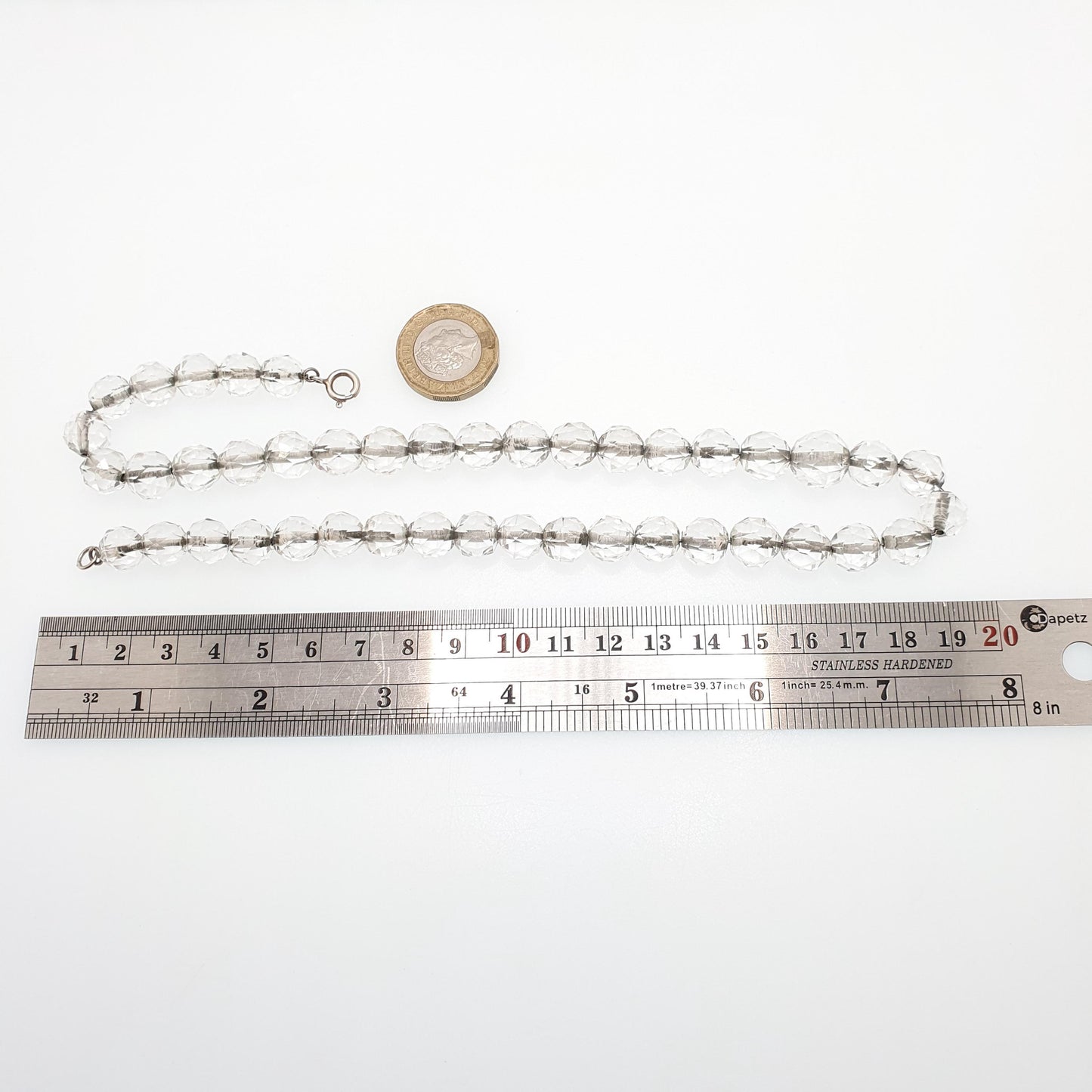 Antique Rock Crystal Quartz Bead Necklace Solid Silver Art Deco Pools of Light Faceted Genuine Gemstone Fine Vintage Jewelry Jewellery