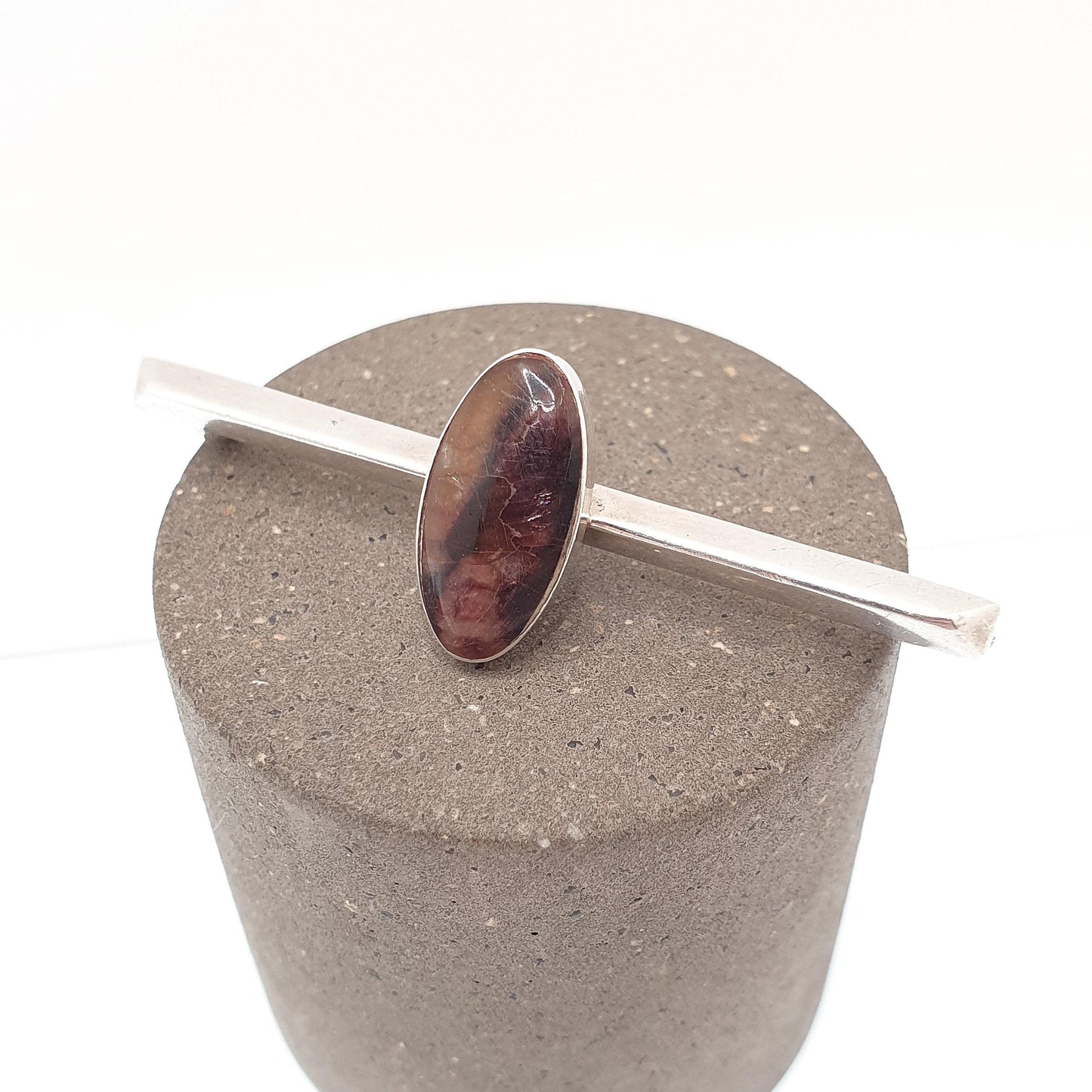 Antique Blue John Sterling Silver Brooch Bar Pin Very Rare Genuine Real Bleu Jaune Vintage Womens Jewelry Jewellery