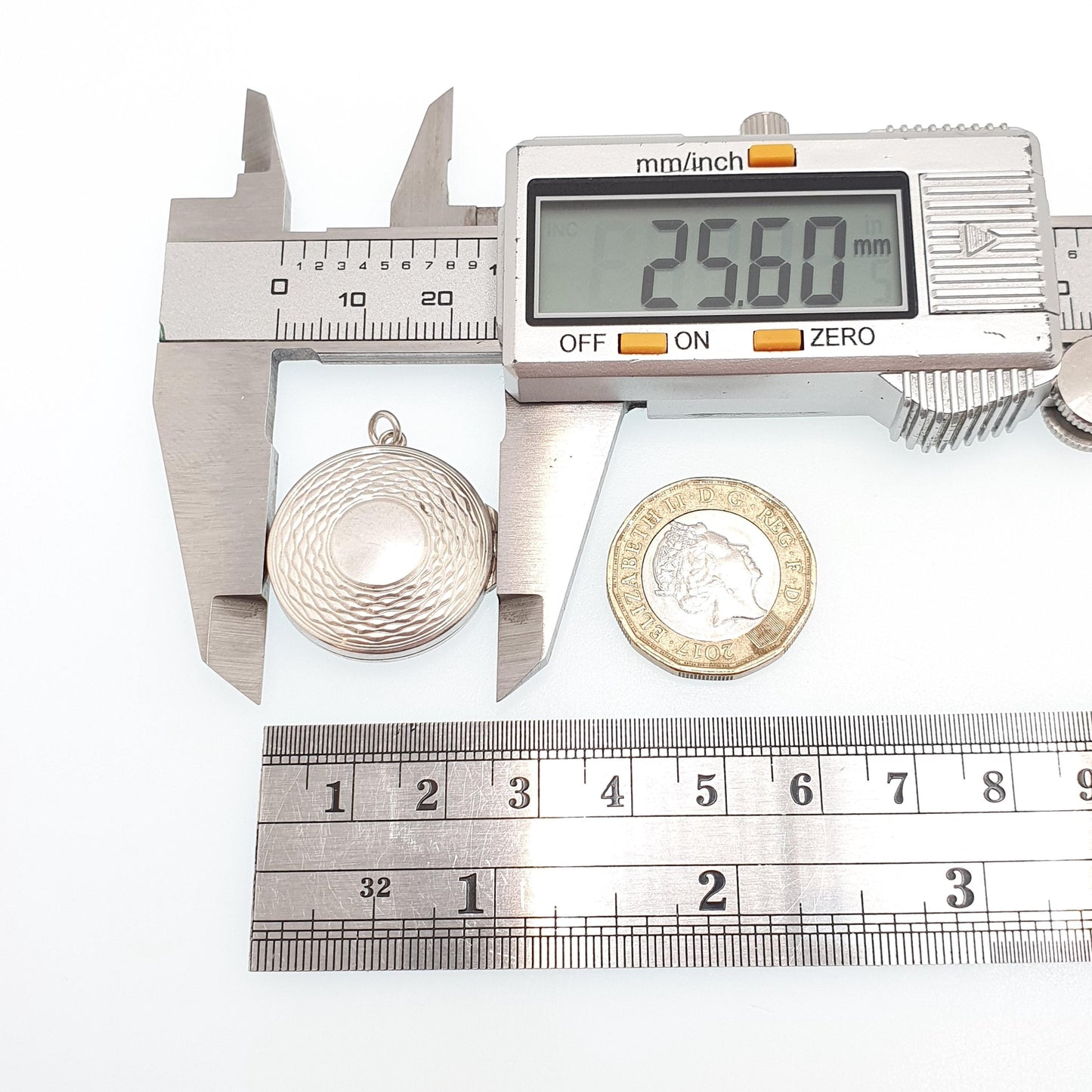 Antique Solid Silver Locket Art Deco Geometric Pattern Round Circle Necklace Pendant Rare Fine 1920s Picture Photo Jewelry Vintage Jewellery