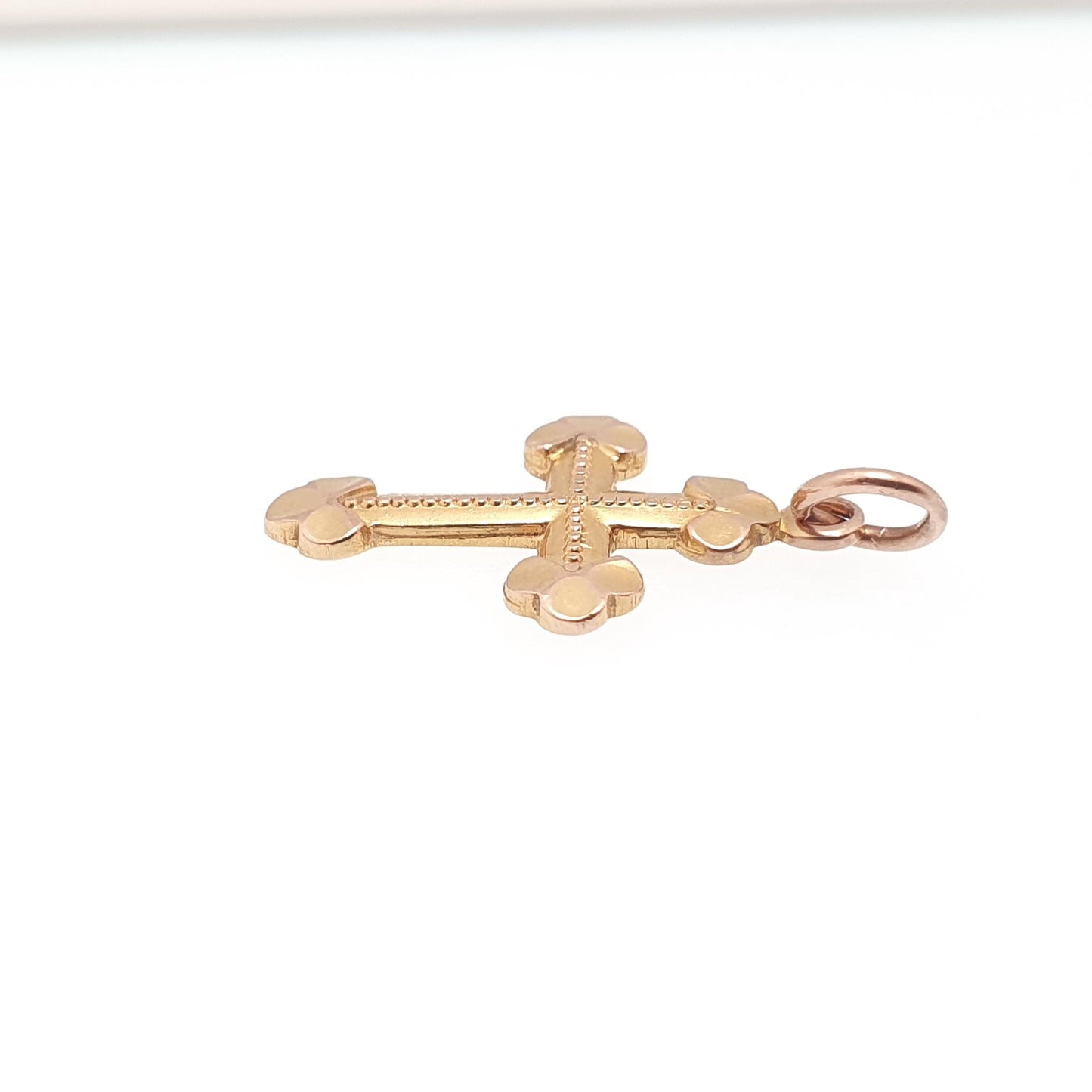 Vintage GEORG JENSEN 9ct 9k Gold Crucifix Charm Bulbed Cross Pendant Small Solid 9kt Necklace Jewellery Jewelry
