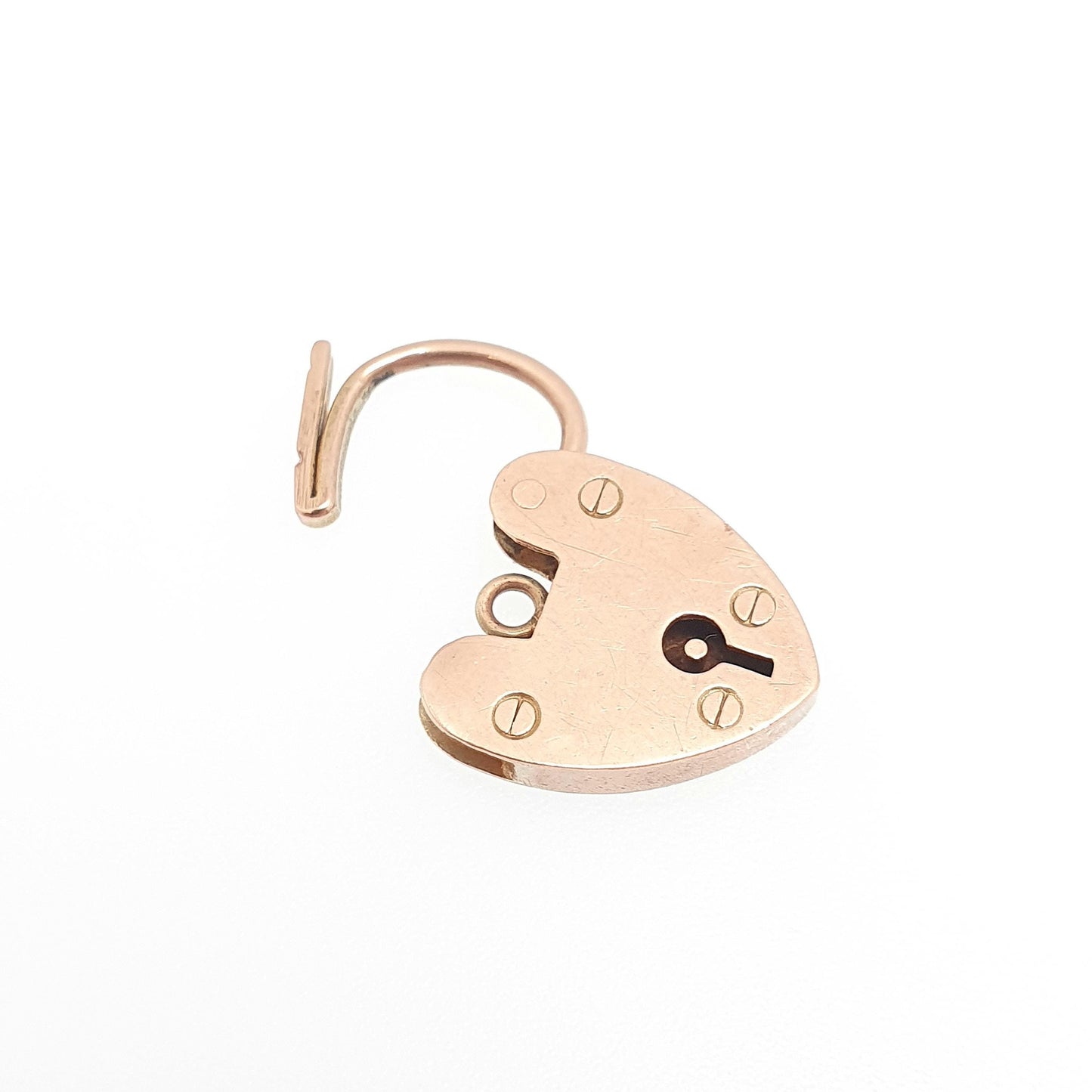 Antique 9ct 9k Rose Gold Padlock Clasp Charm Victorian Necklace Pendant Bracelet Solid 9k 9 Carat Lock Vintage Womens Jewelry Jewellery