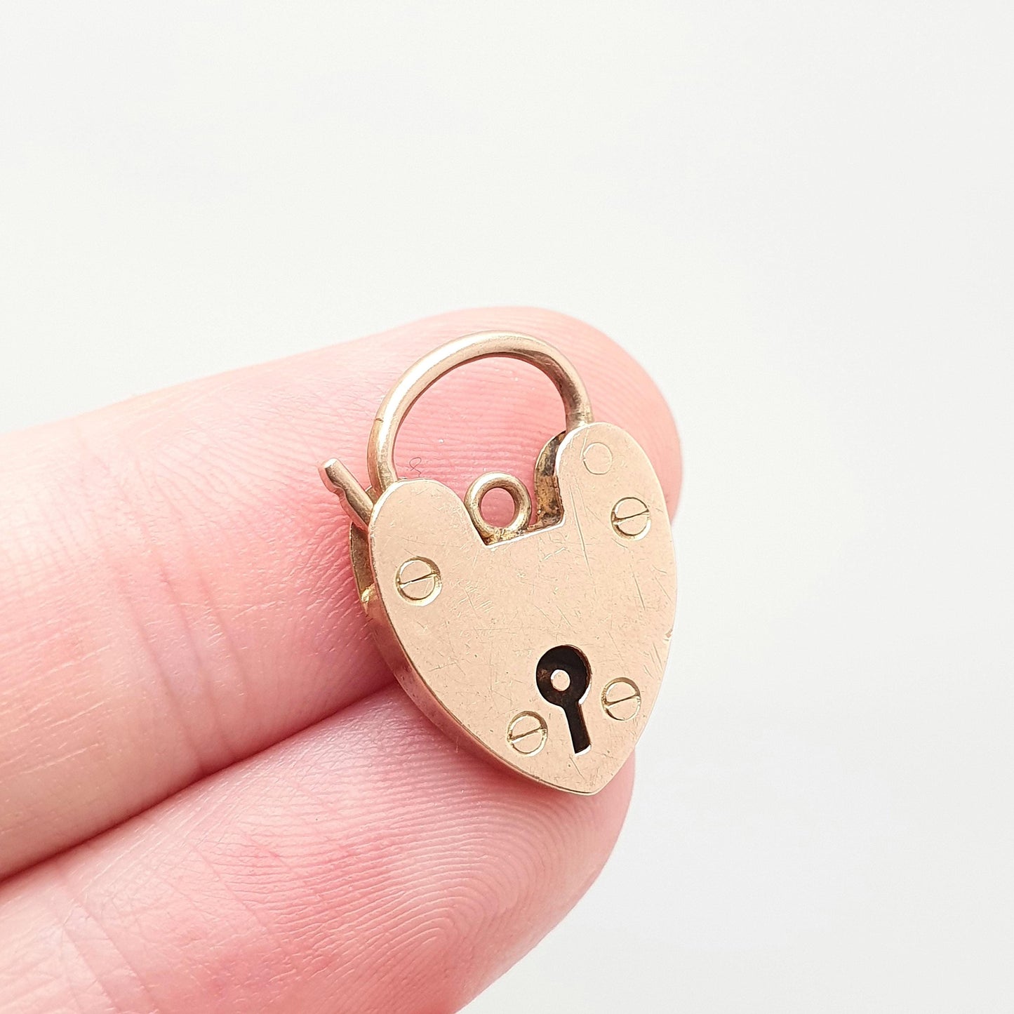 Antique 9ct 9k Rose Gold Padlock Clasp Charm Victorian Necklace Pendant Bracelet Solid 9k 9 Carat Lock Vintage Womens Jewelry Jewellery