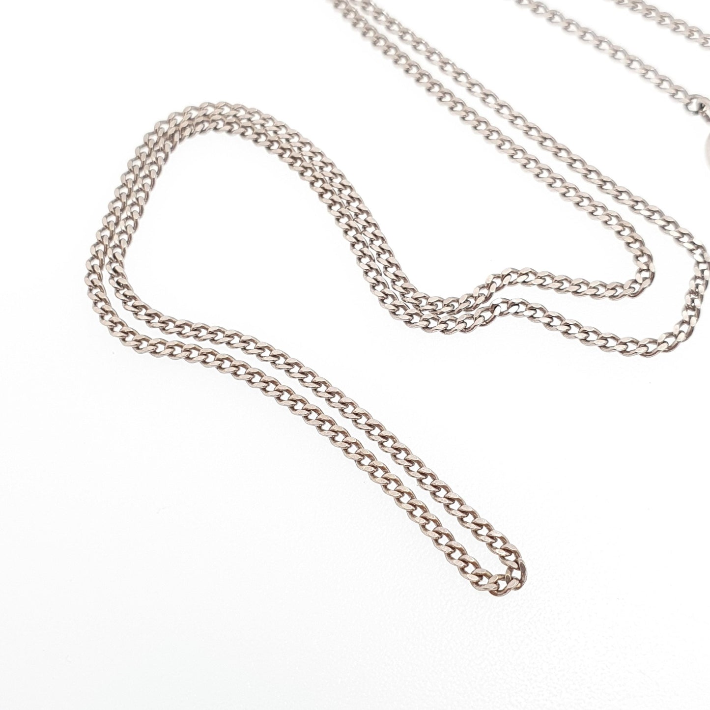 Vintage 9k 9ct White Gold Chain Necklace Curb Link 42cm 16.5" 2.93g Solid 375 9kt Jewellery Jewelry