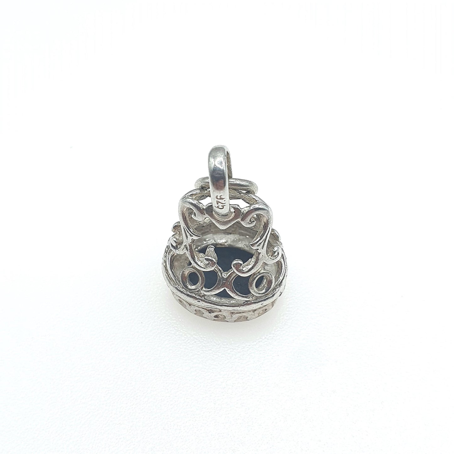 Vintage Sterling Silver Onyx Fob Pendant Womens Albert Chain Style Black Gemstone Jewelry Necklace Jewellery