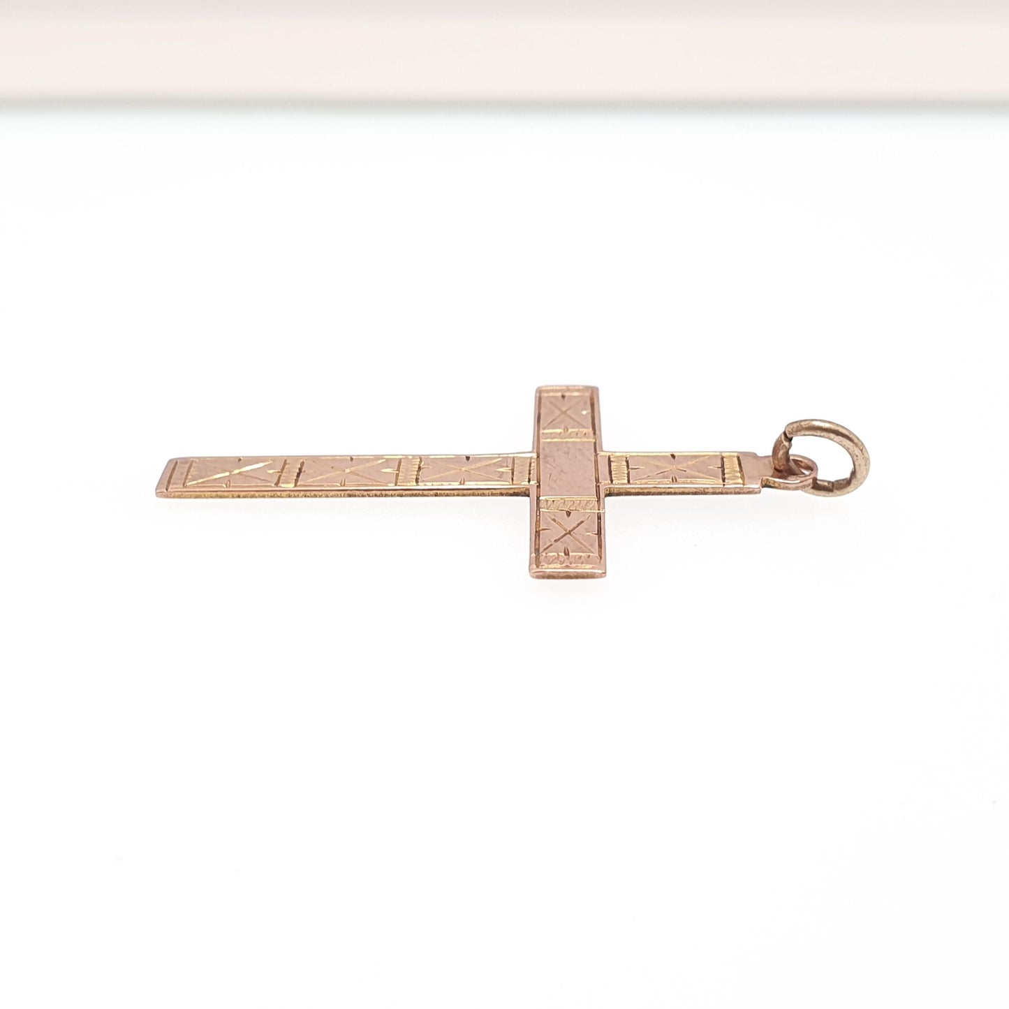 Antique 9ct 9k Gold Crucifix Necklace Rose Cross Pendant X Pattern Cruciform Solid 375 Vintage Womens Mens