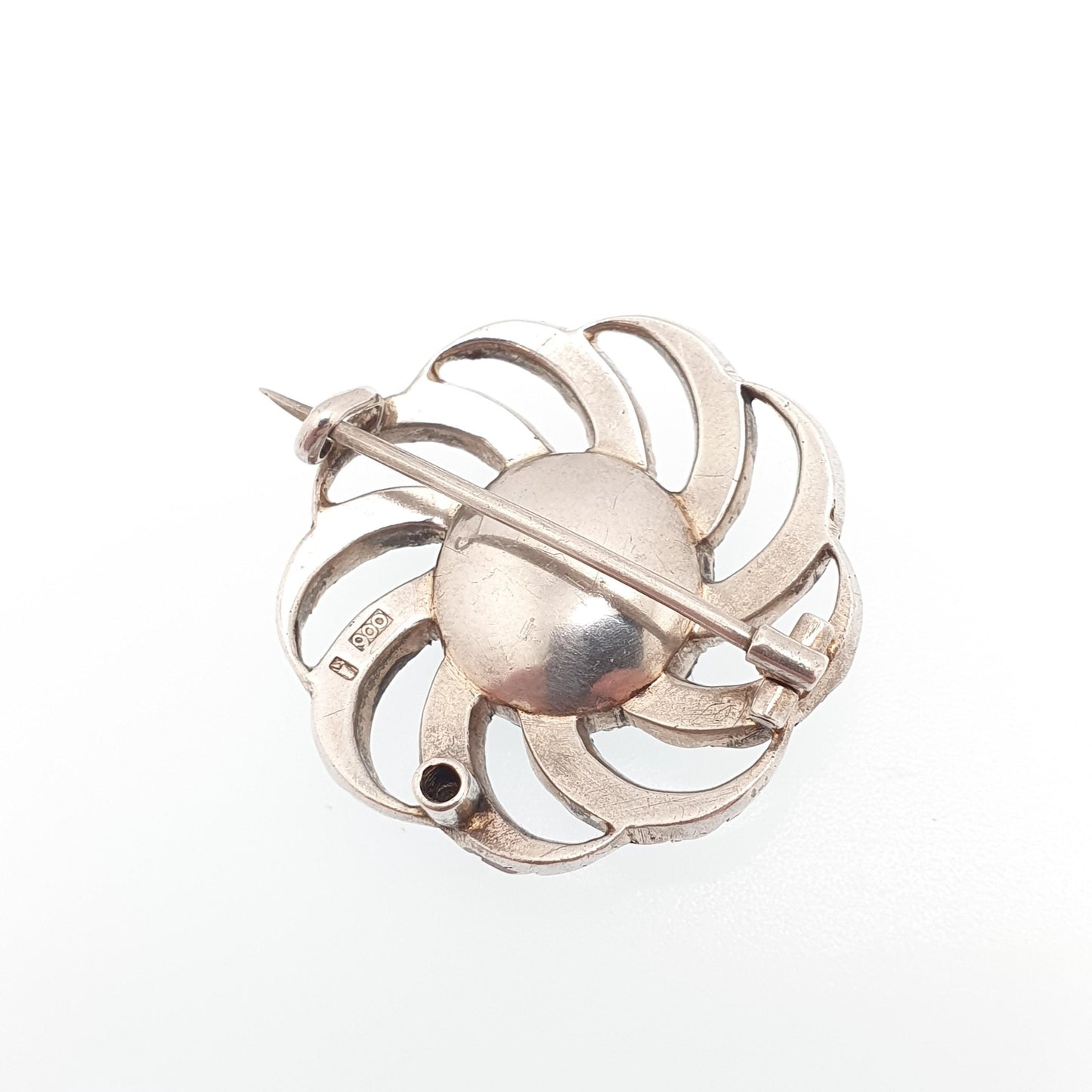 Antique Diamond Paste Solid Silver Brooch Victorian Spiral Swirl PARISIAN DIAMOND COMPANY Vintage Jewelry Jewellery