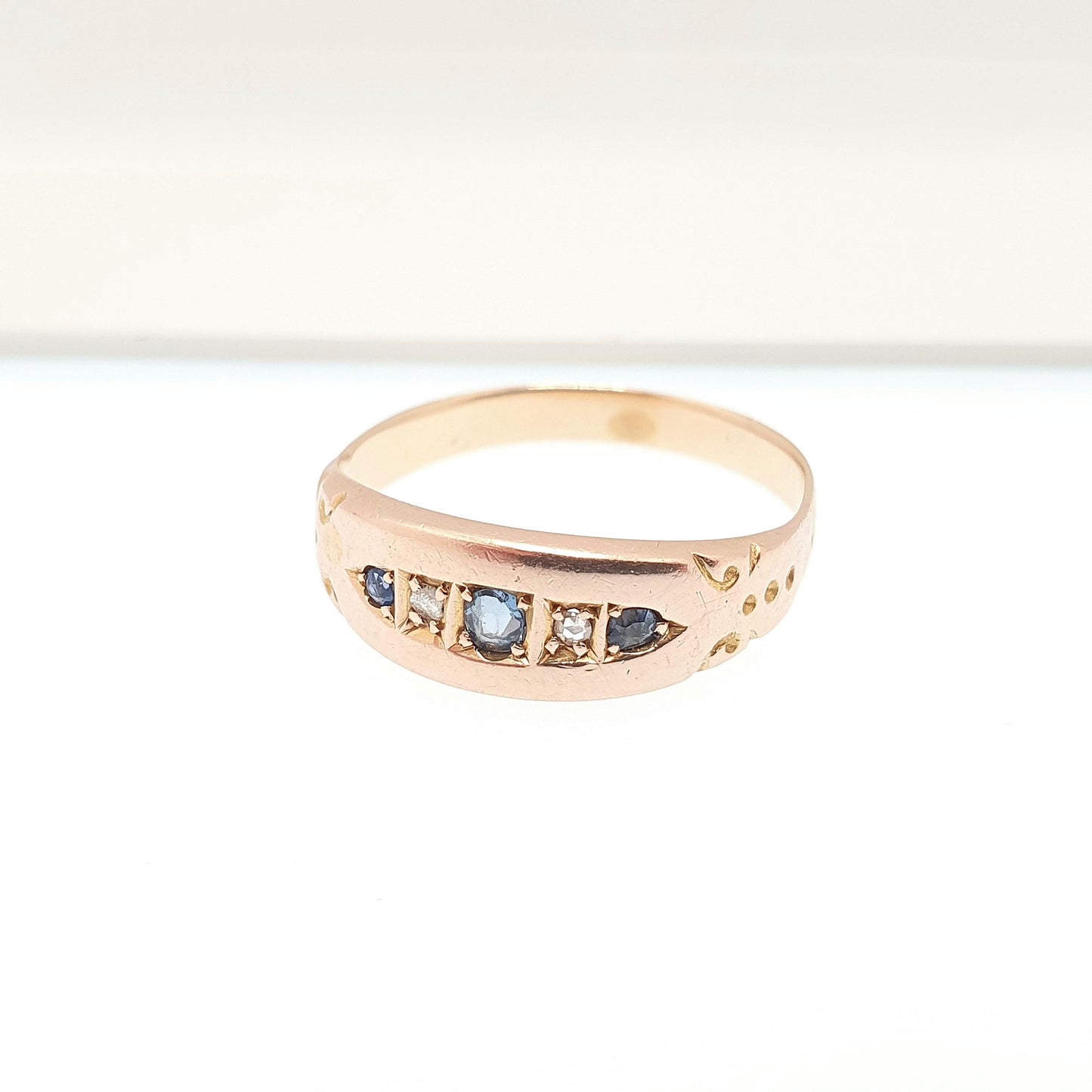 Antique 15ct Gold Sapphire Ring Diamond Victorian Solid 625 15 Carat Fine Estate Womens Vintage Jewelry Jewellery