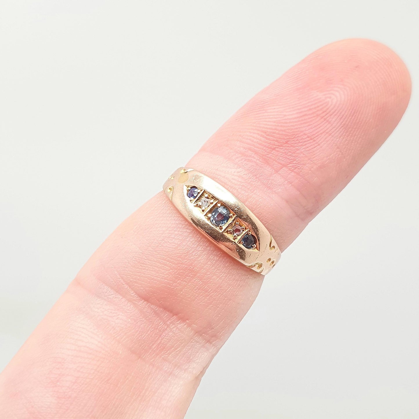 Antique 15ct Gold Sapphire Ring Diamond Victorian Solid 625 15 Carat Fine Estate Womens Vintage Jewelry Jewellery
