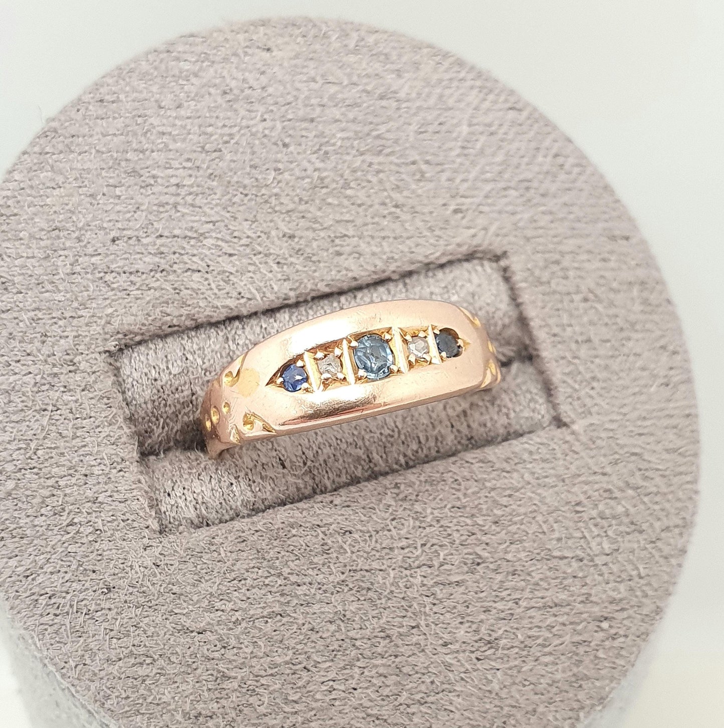 Antique 15ct Gold Sapphire Ring Diamond Victorian Solid 625 15 Carat Fine Estate Womens Vintage Jewelry Jewellery