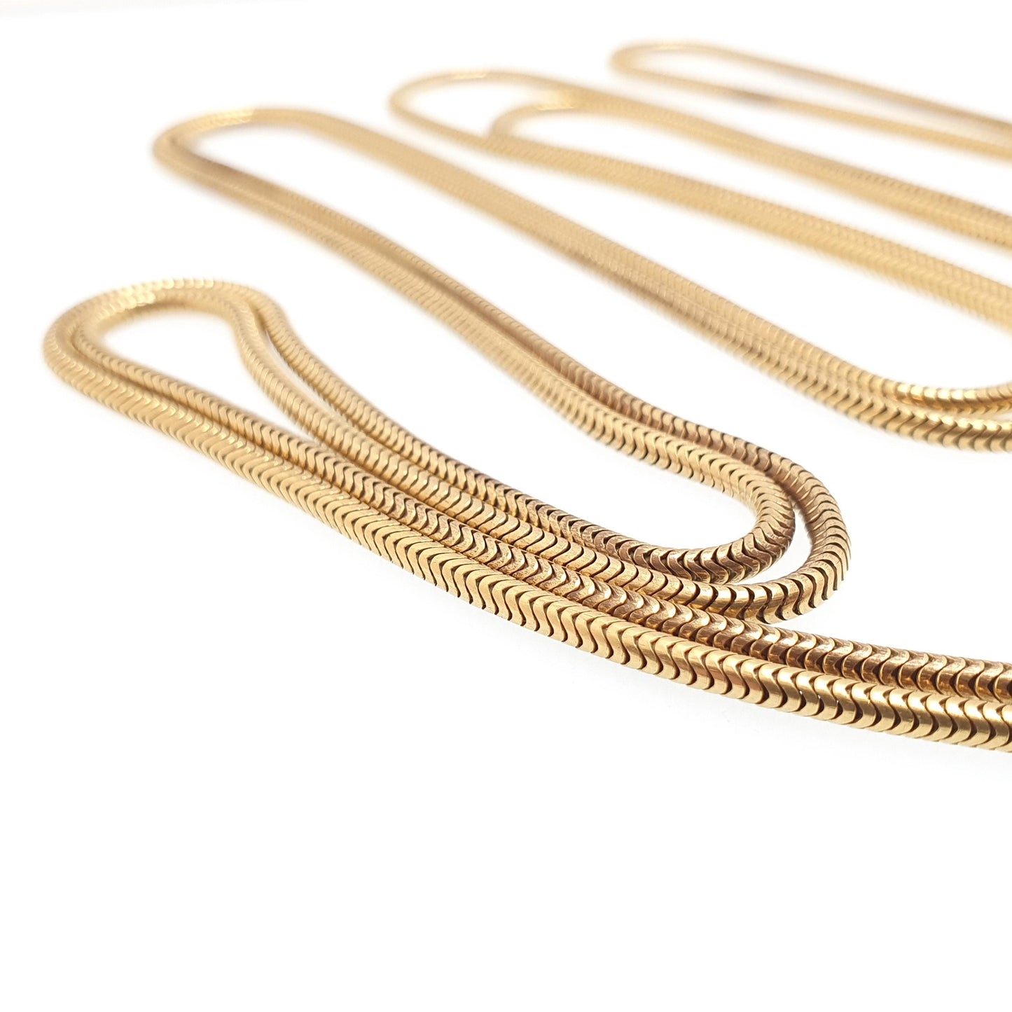Antique Victorian Muff Chain Necklace Snake Link Rolled Gold Filled Dog Clip Very Long 140cm 28.67g Yellow Guard Vintage Womens Jewelry