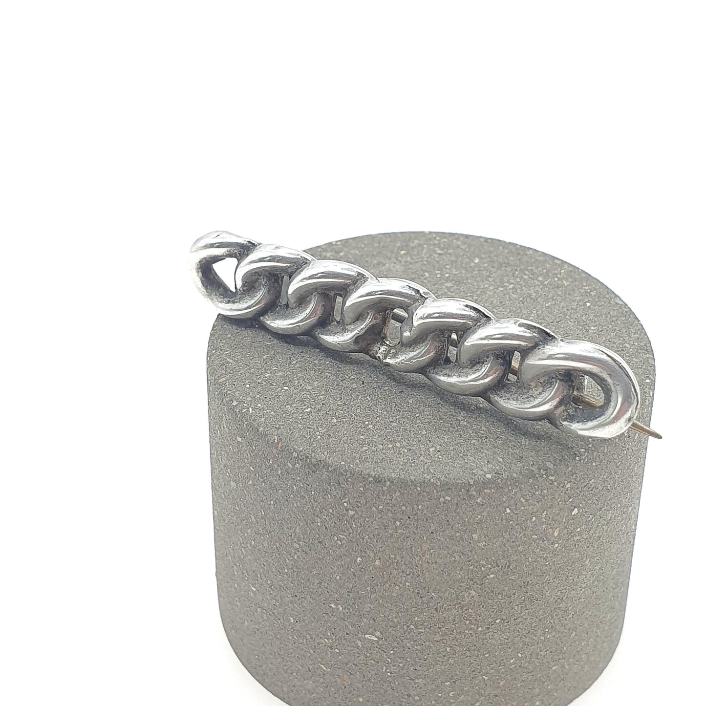 Antique Sterling Silver Curb Link Brooch Pin 1901 Hallmarked Vintage Womens Jewelry Jewellery
