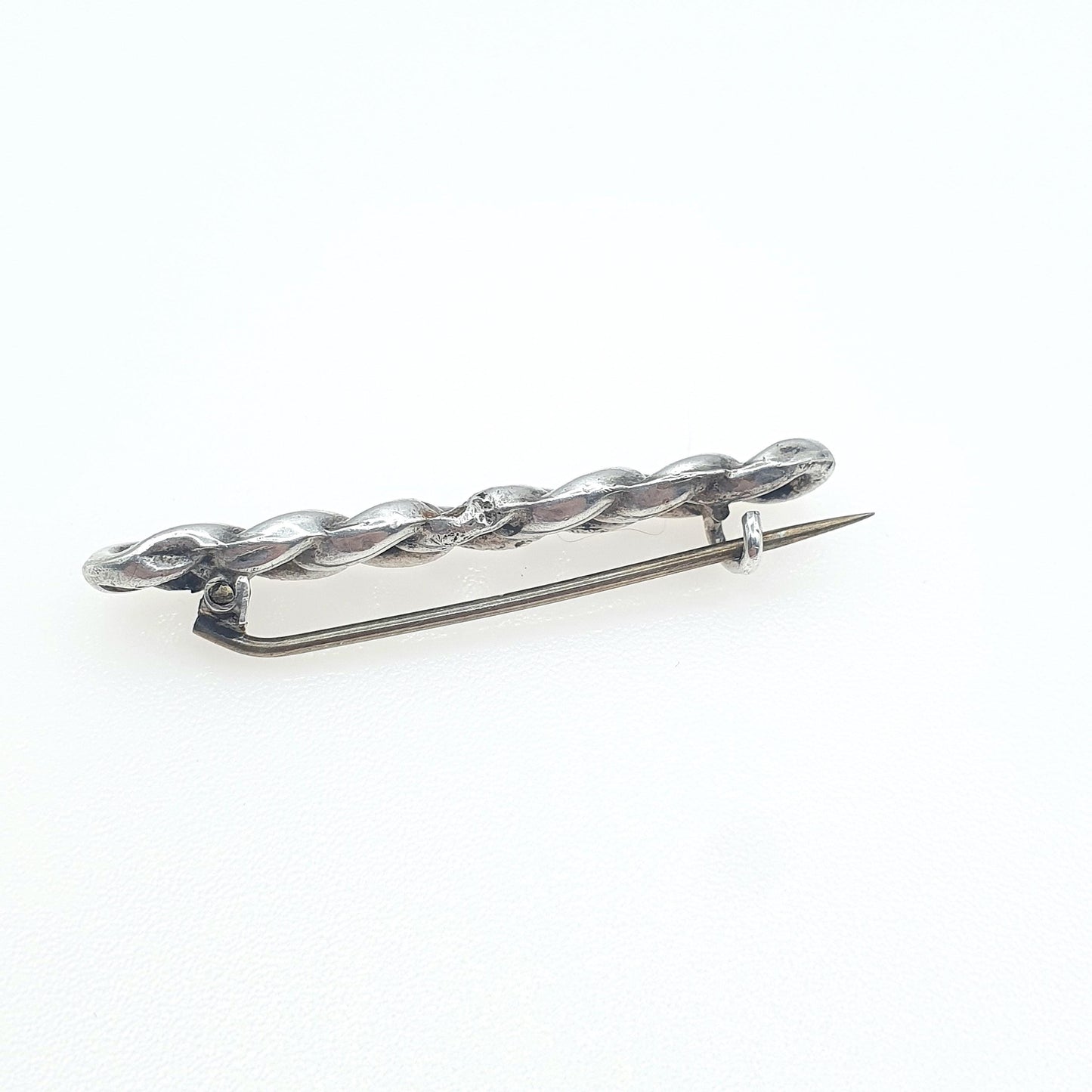 Antique Sterling Silver Curb Link Brooch Pin 1901 Hallmarked Vintage Womens Jewelry Jewellery
