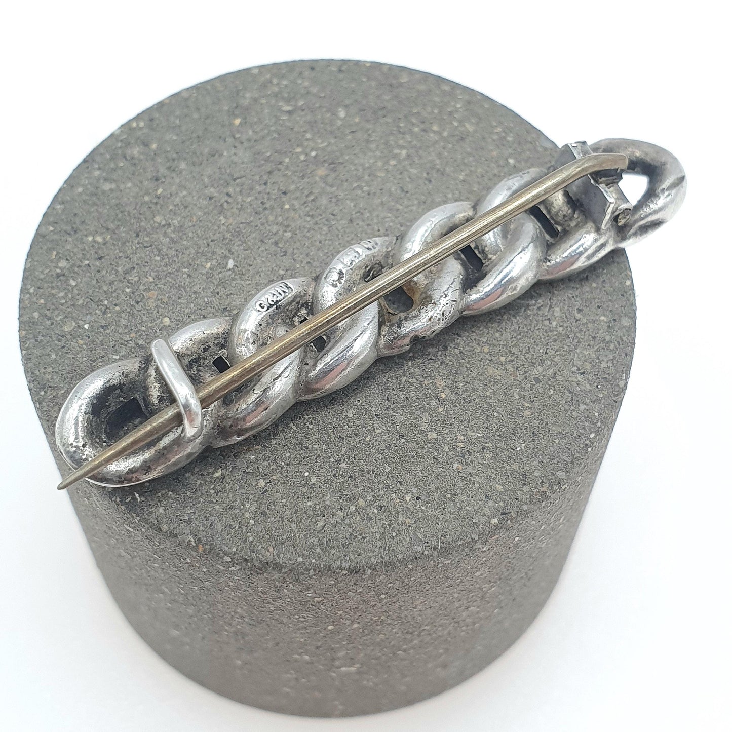Antique Sterling Silver Curb Link Brooch Pin 1901 Hallmarked Vintage Womens Jewelry Jewellery
