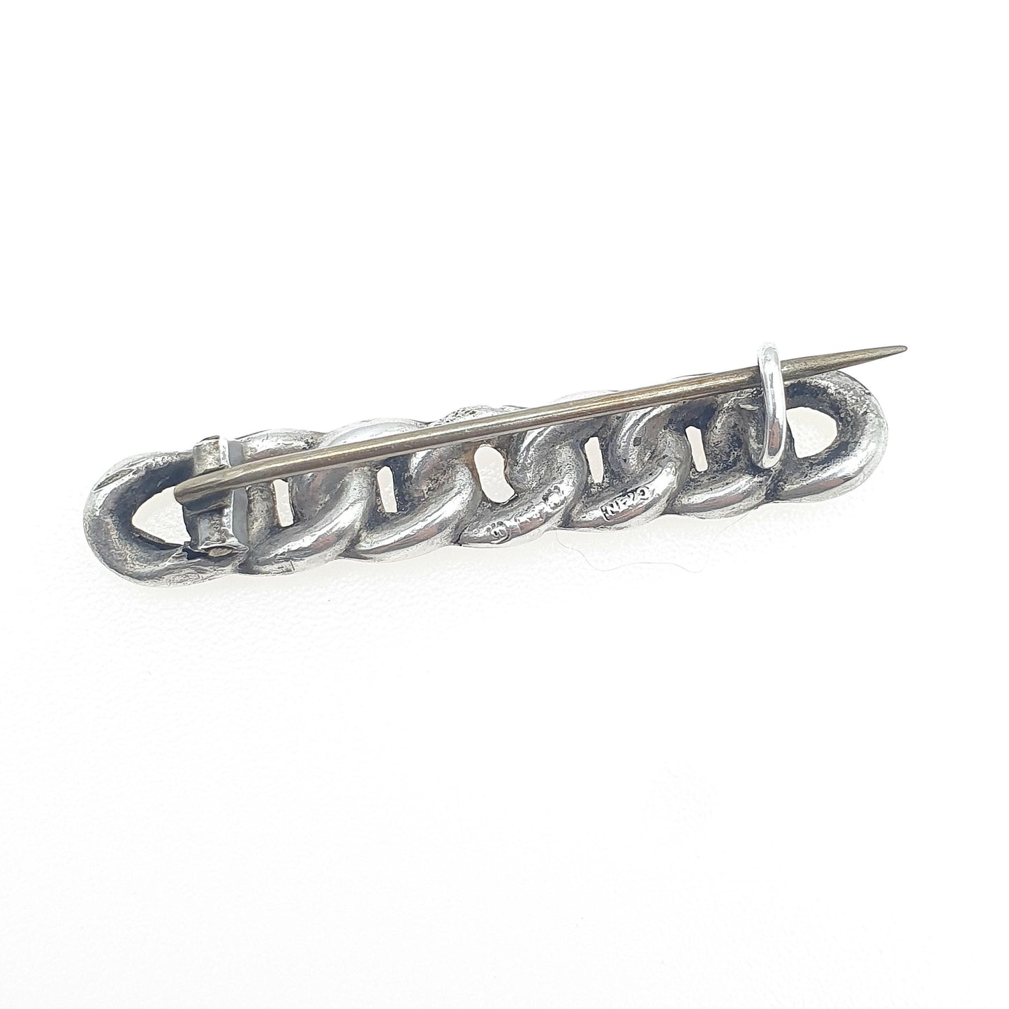 Antique Sterling Silver Curb Link Brooch Pin 1901 Hallmarked Vintage Womens Jewelry Jewellery