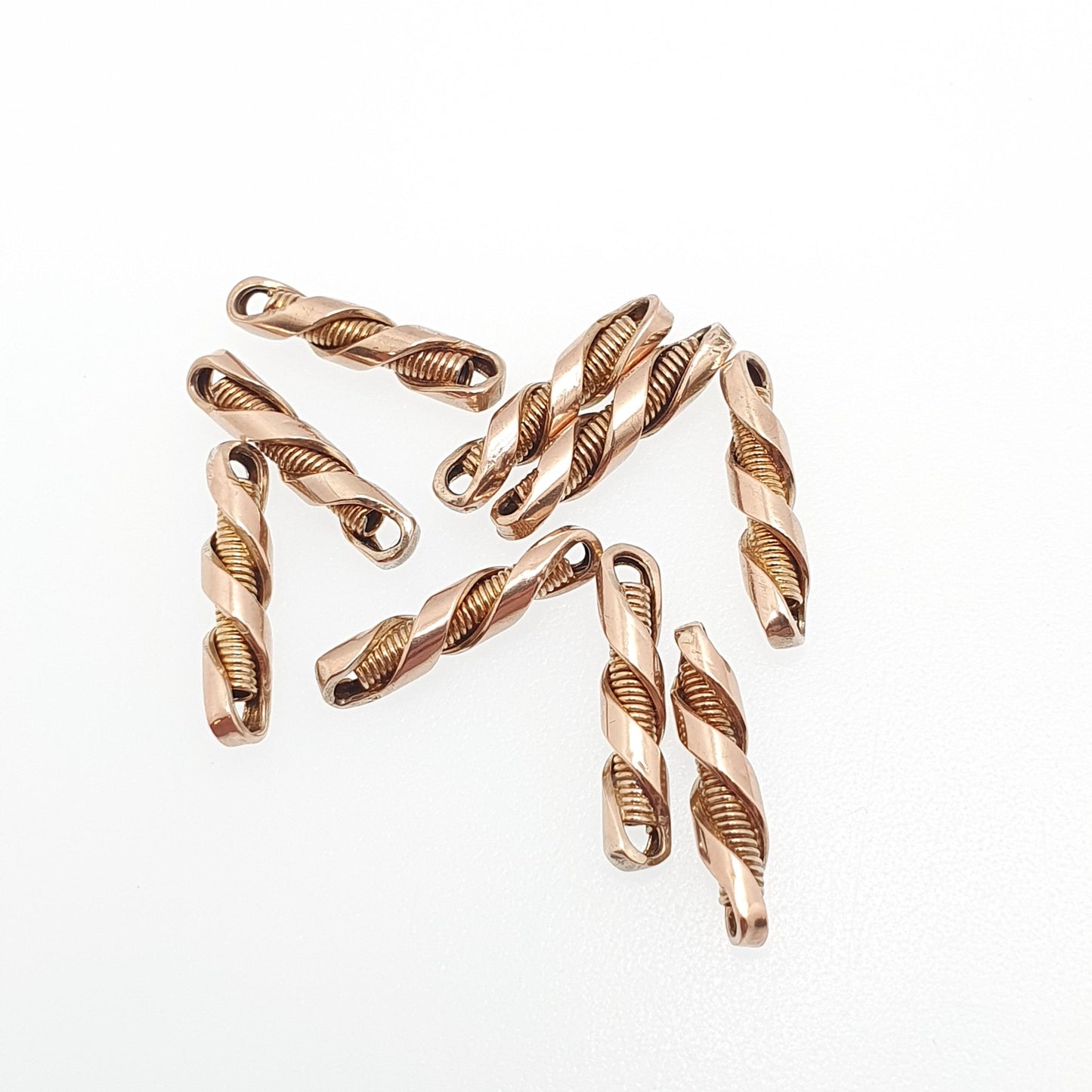 Antique 9k 9ct Rose Gold Spring Style Link Chain Links Twist Helix Genuine Victorian Solid 375 Red Fastening Jewellery Findings Upcycle