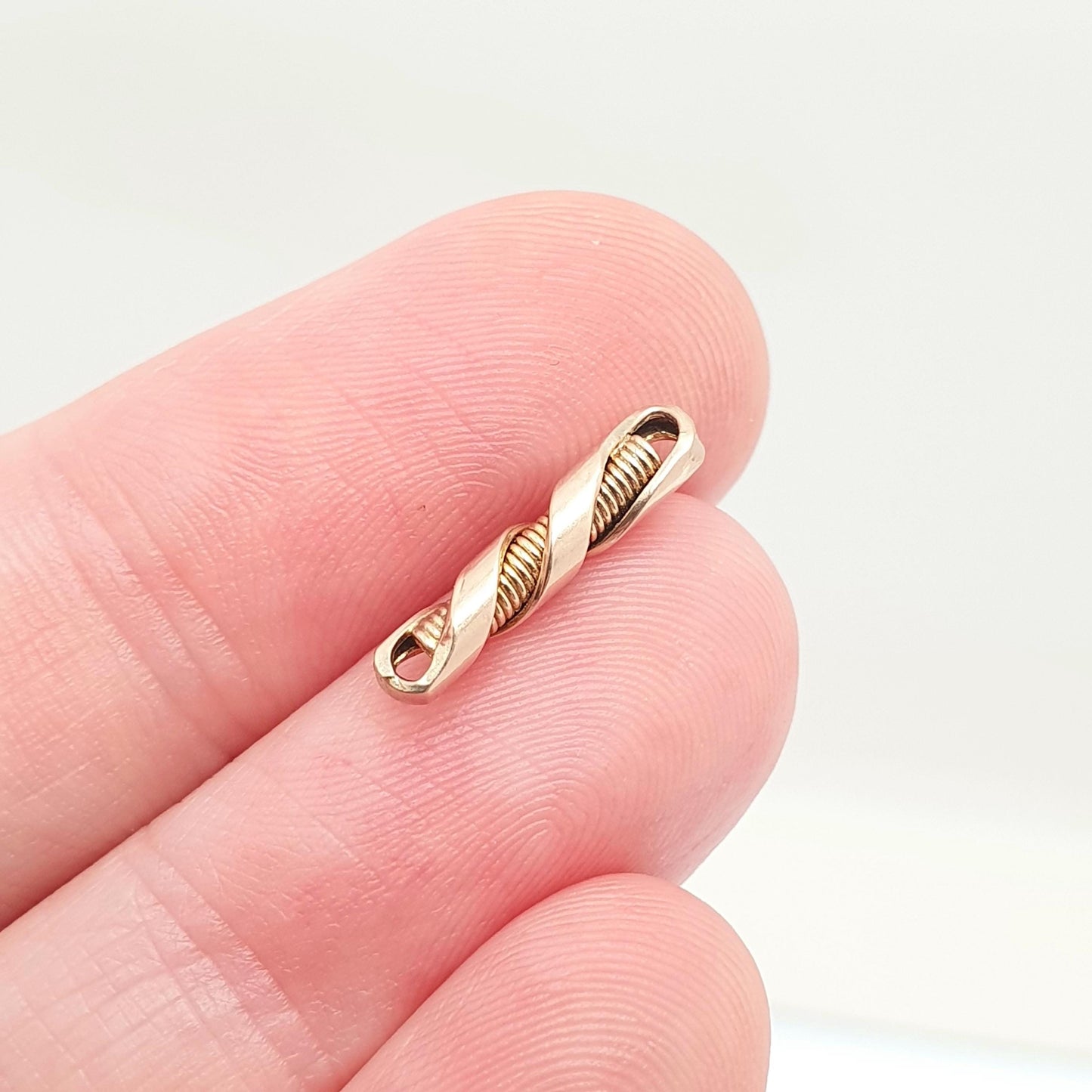 Antique 9k 9ct Rose Gold Spring Style Link Chain Links Twist Helix Genuine Victorian Solid 375 Red Fastening Jewellery Findings Upcycle