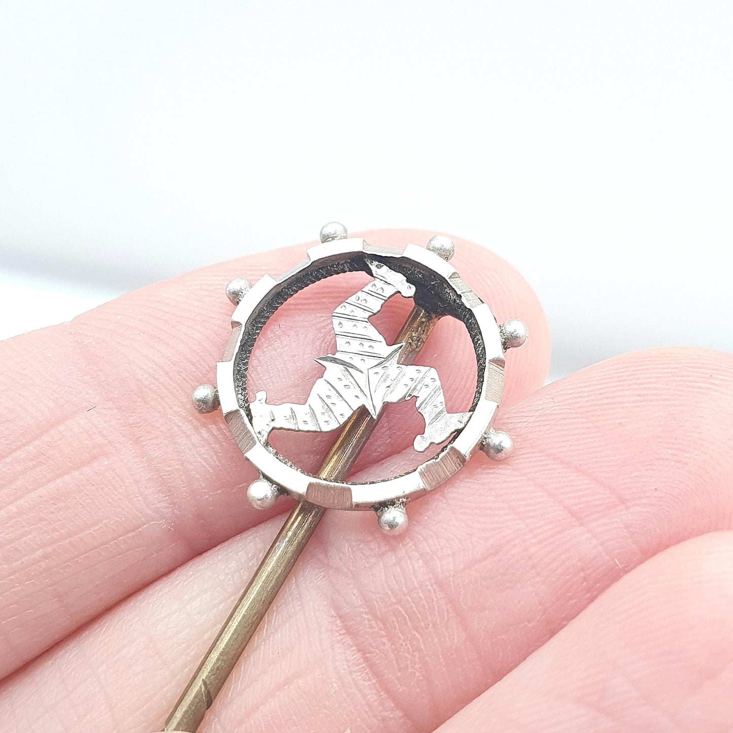 RESERVED/SOLD DON Antique Victorian Solid Silver Isle of Man Manx Symbol Stick Pin Women's Jewellery
