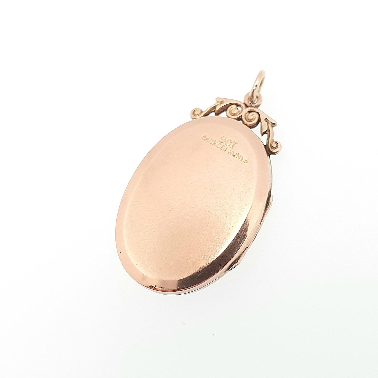 Antique 9ct 9k Rose Gold Diamond Locket Pendant Star Oval Solid 375 Fine Estate Back & Front Necklace Jewelry Womens Jewellery
