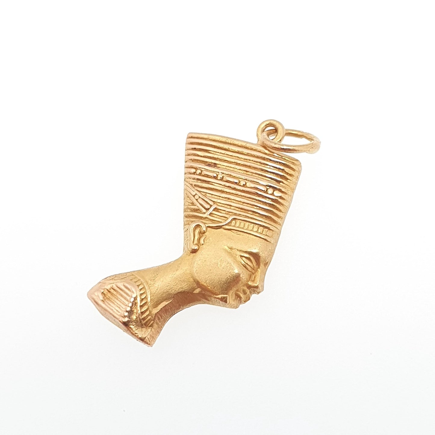 Vintage 18k 18ct Gold Queen Nefertiti Pendant Necklace Egyptian Egypt Solid 750 Art Deco Revival Womens Jewelry Jewellery